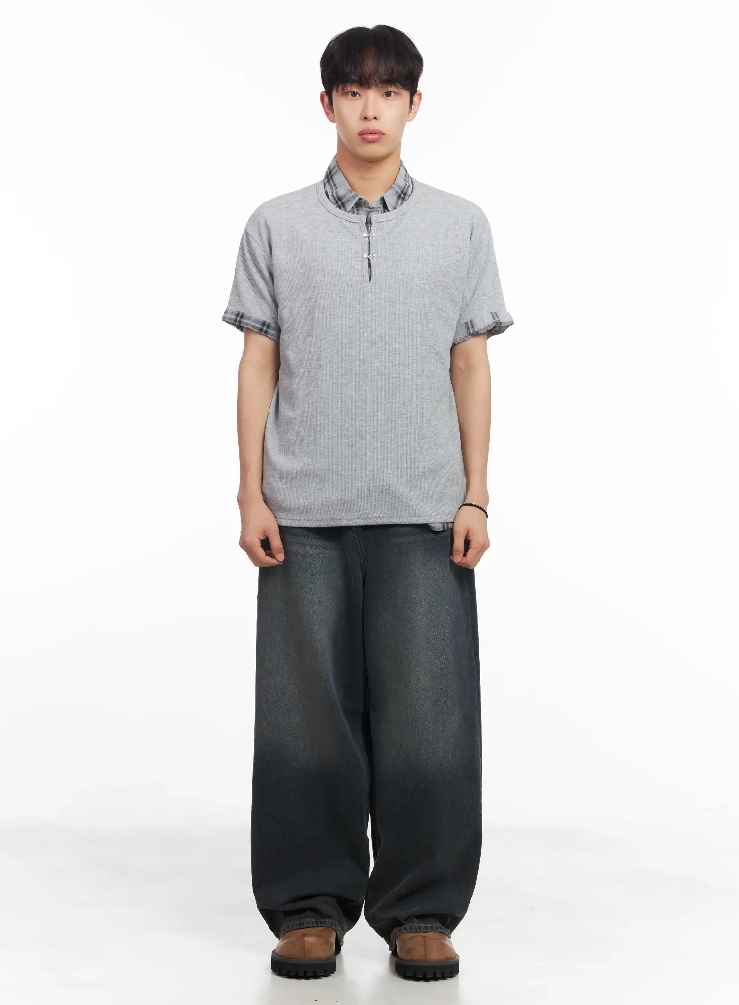 Men's Henley Neck Short-Sleeve Tee IU519