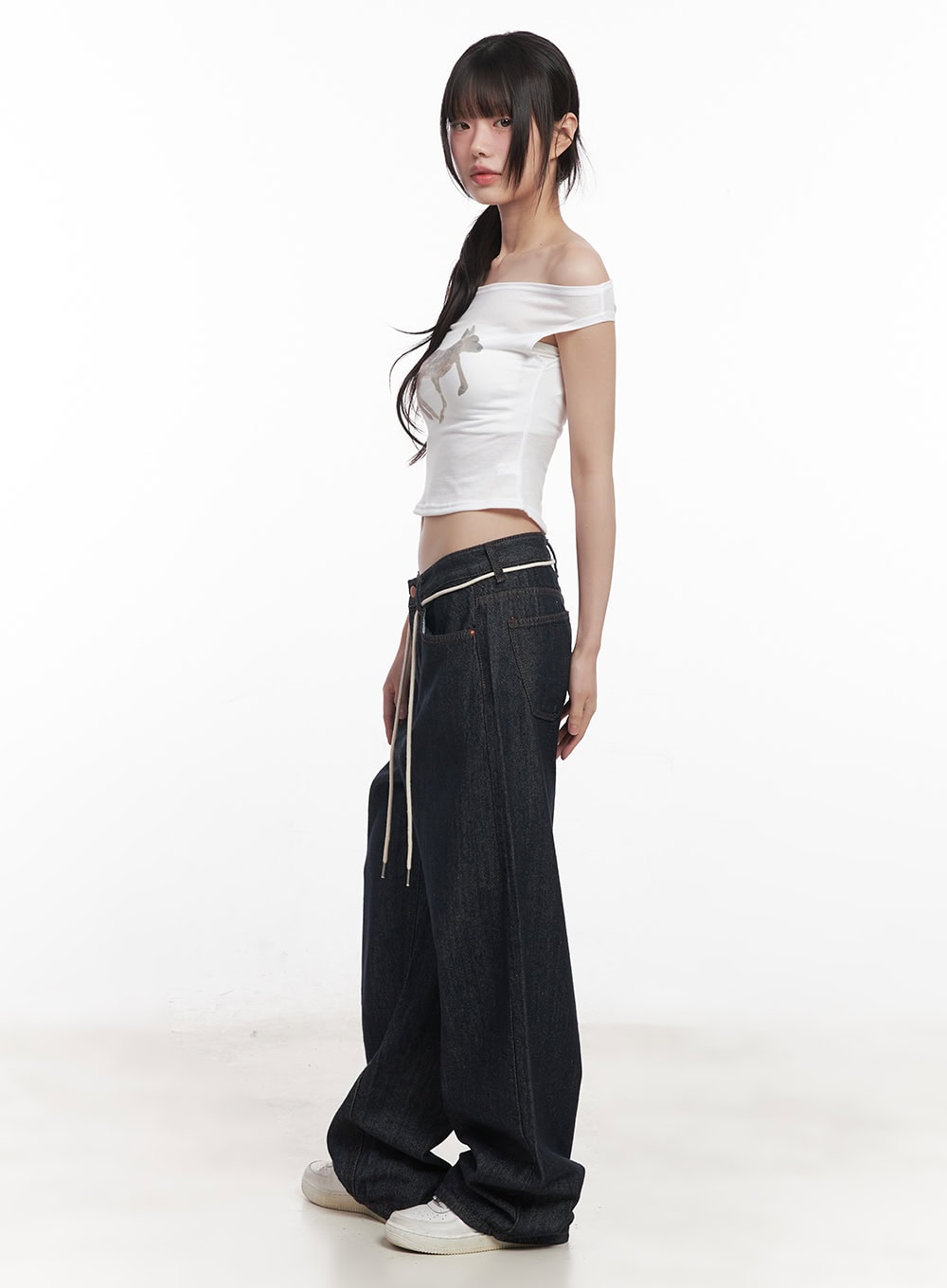 Cute Animal-Print  Graphic Off-Shoulder Crop Top CY521