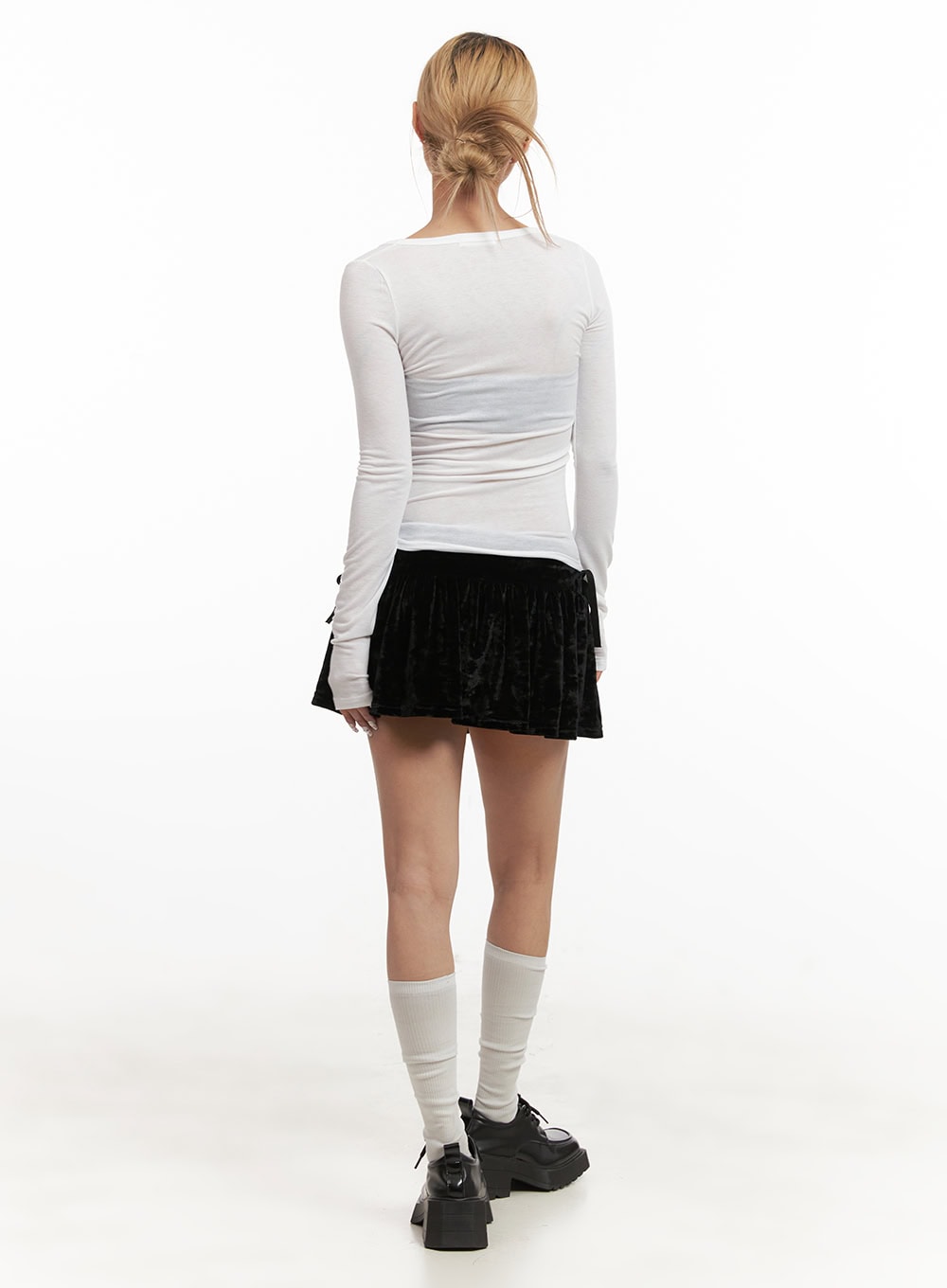 Side Ribbon Velvet Mini Skirt CD426