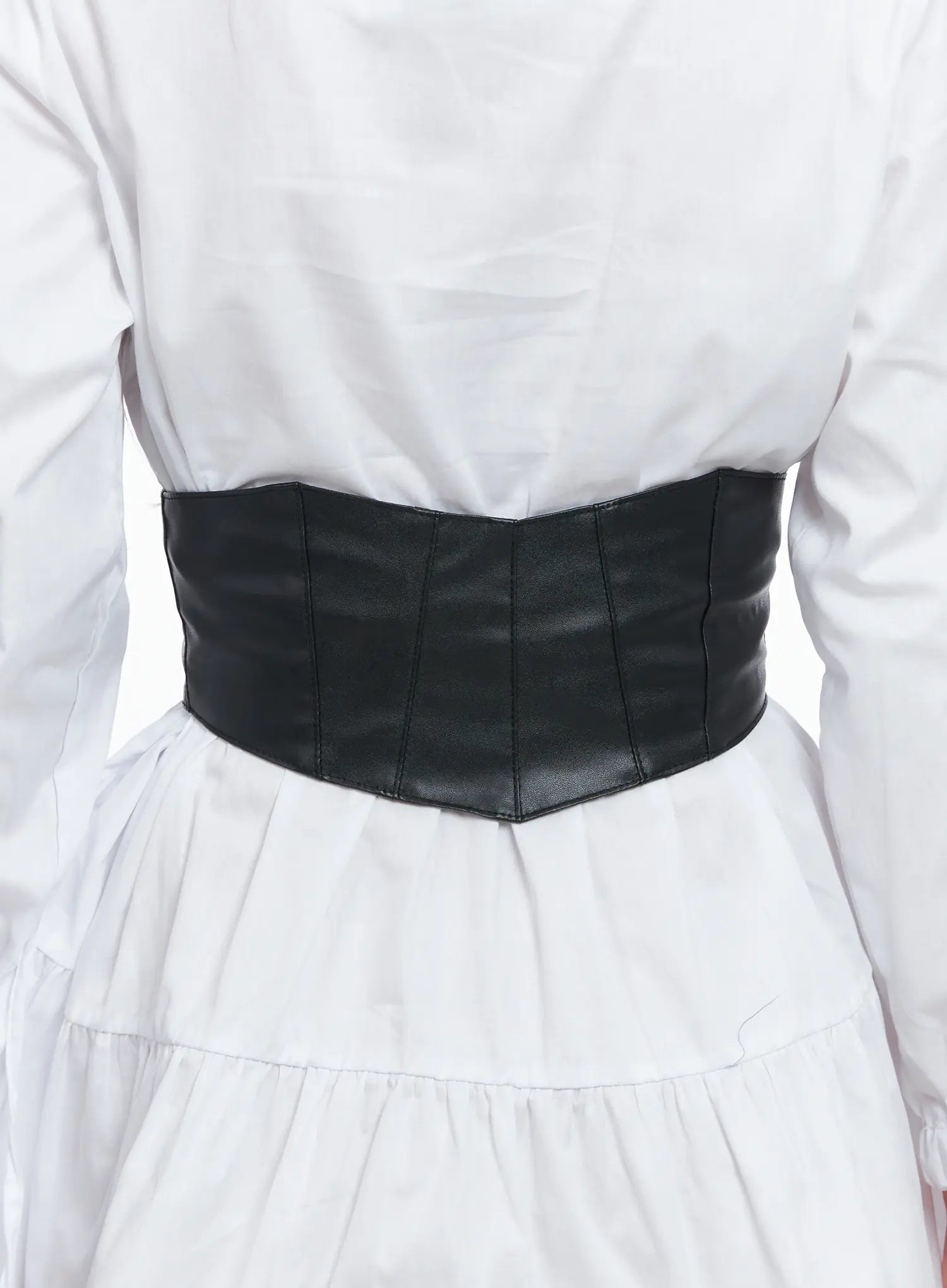 Vegan Leather Lace-Up Corset Belt Top CS503