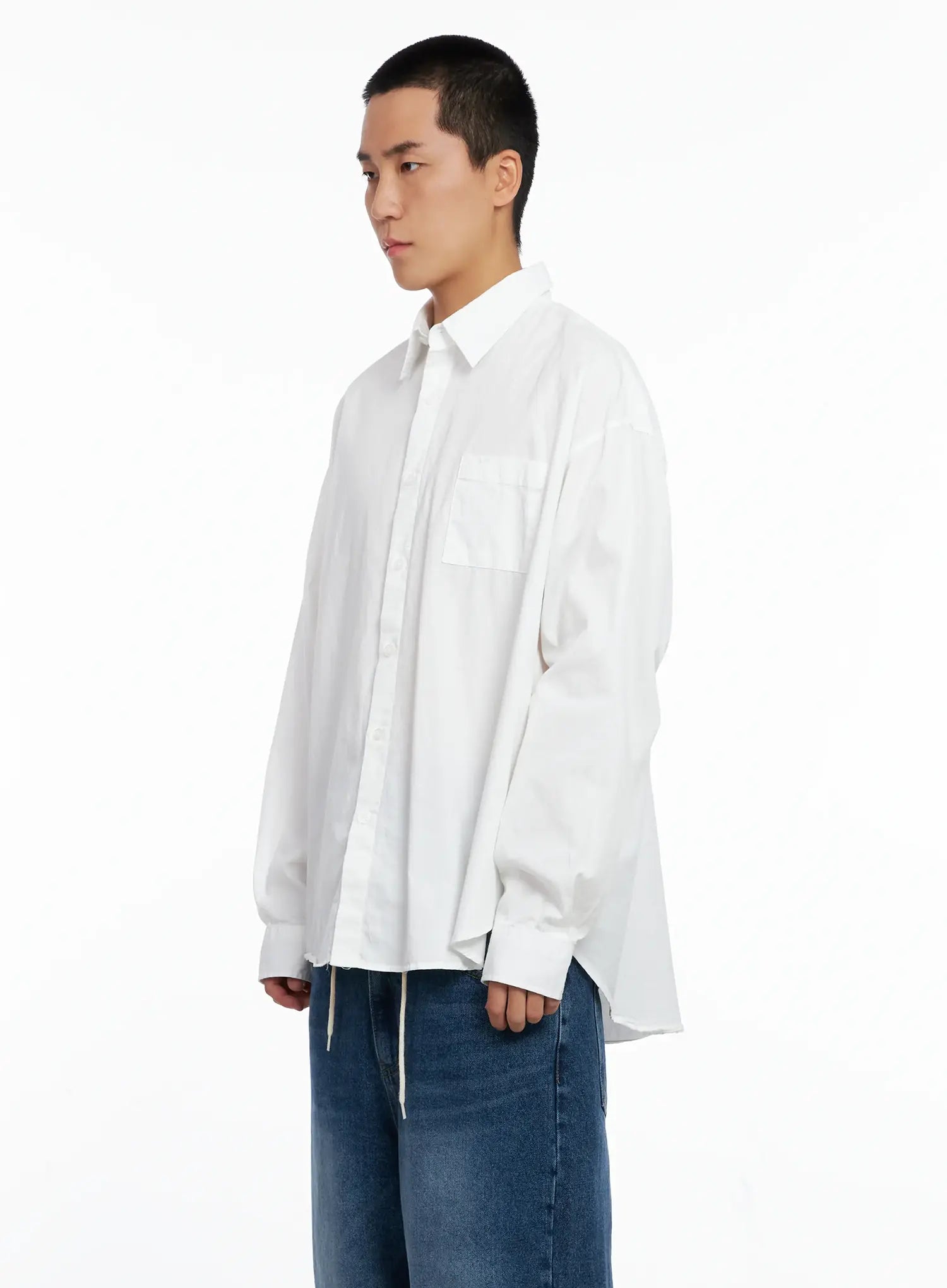 Men's Classic White Button-Up Shirt IS502