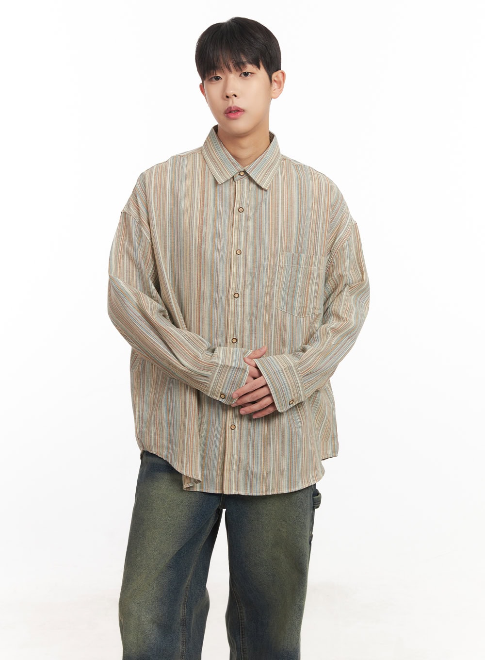 Men's Oversize Stripe Collared Shirt IM527