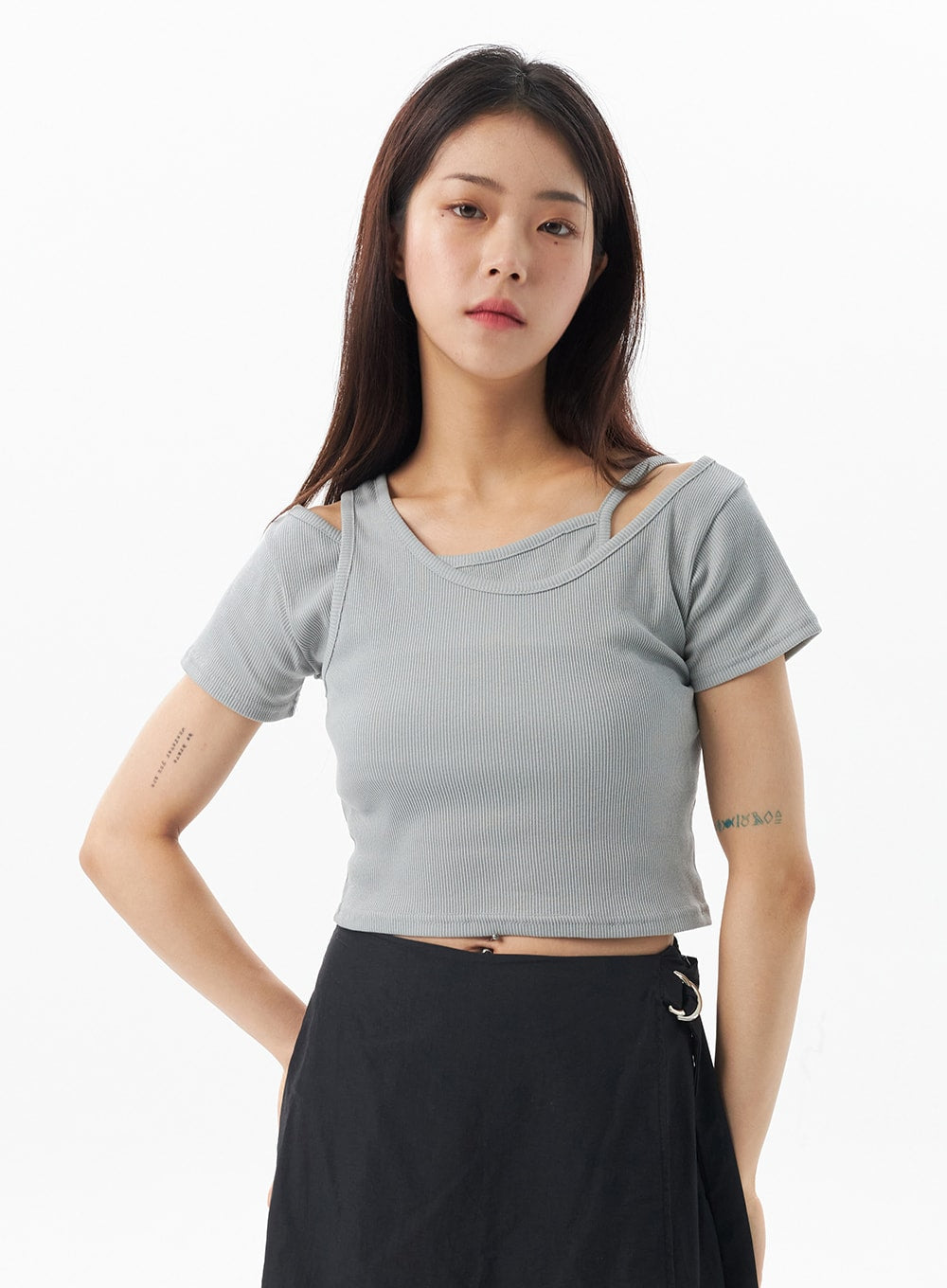 Layered Cropped Tee OU319