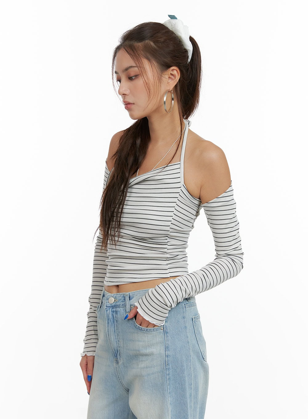 Striped Halter Top Bolero Cardigan Set CY431