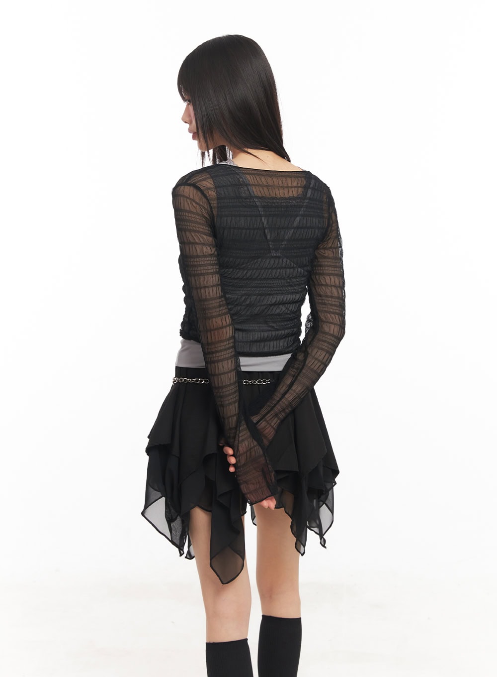 Sheer Chic Buttoned Cardigan CA523