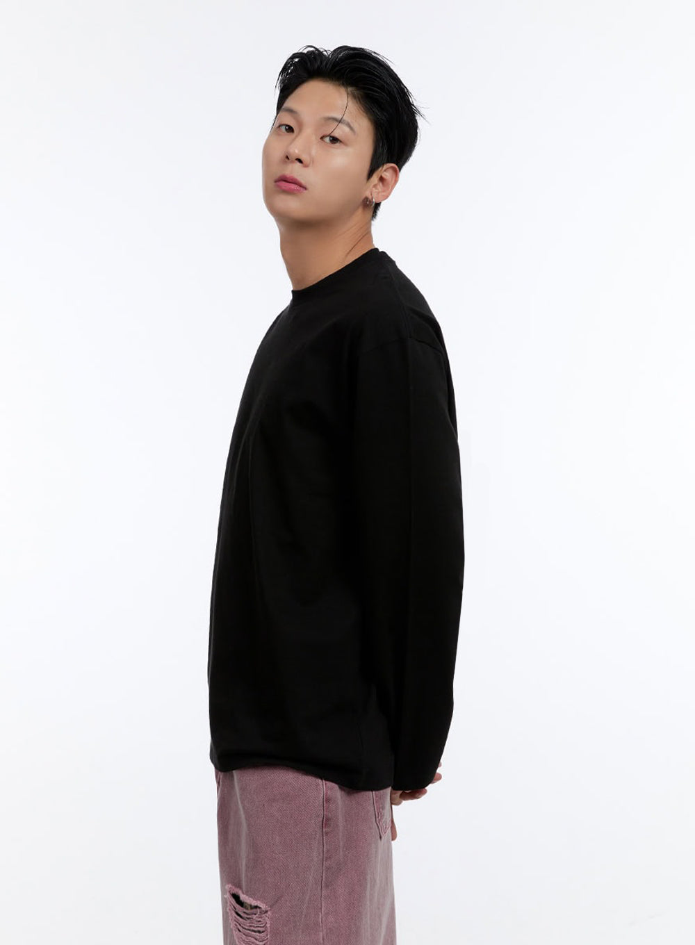 Men's Soft Round Neck Long Sleeve T-Shirt IO428