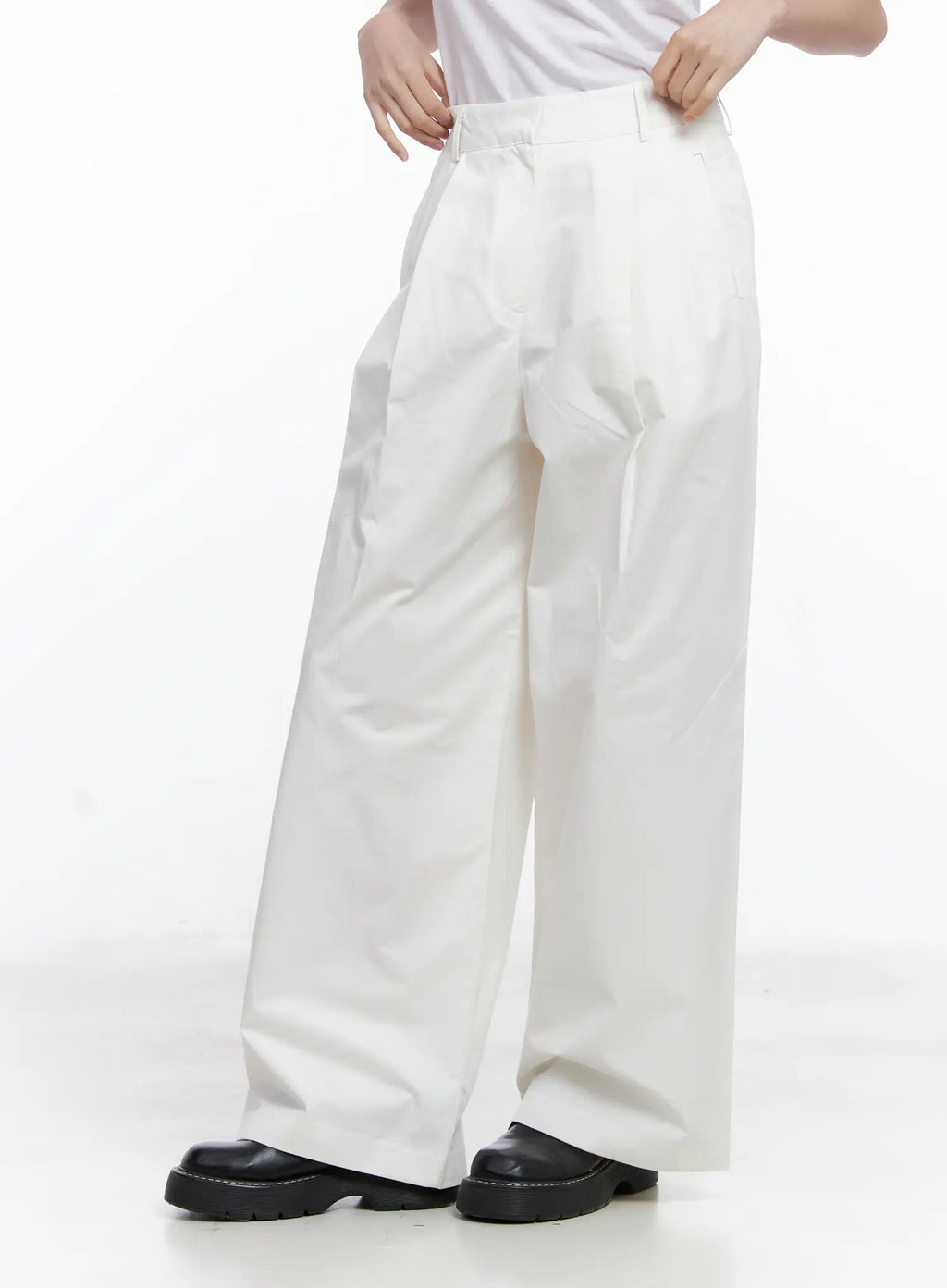 Pintuck Wide Leg Cotton Pants CG520