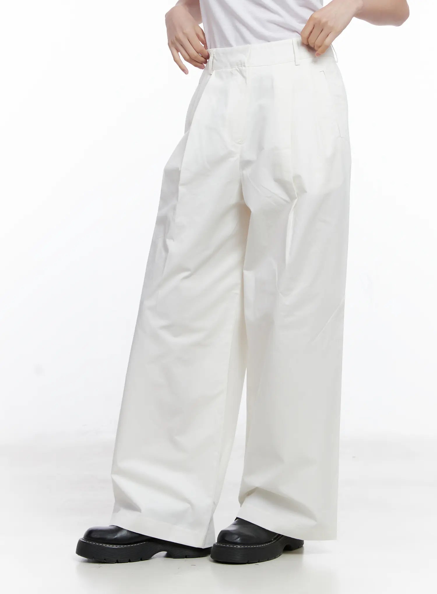 Pintuck Wide Leg Cotton Pants CG520