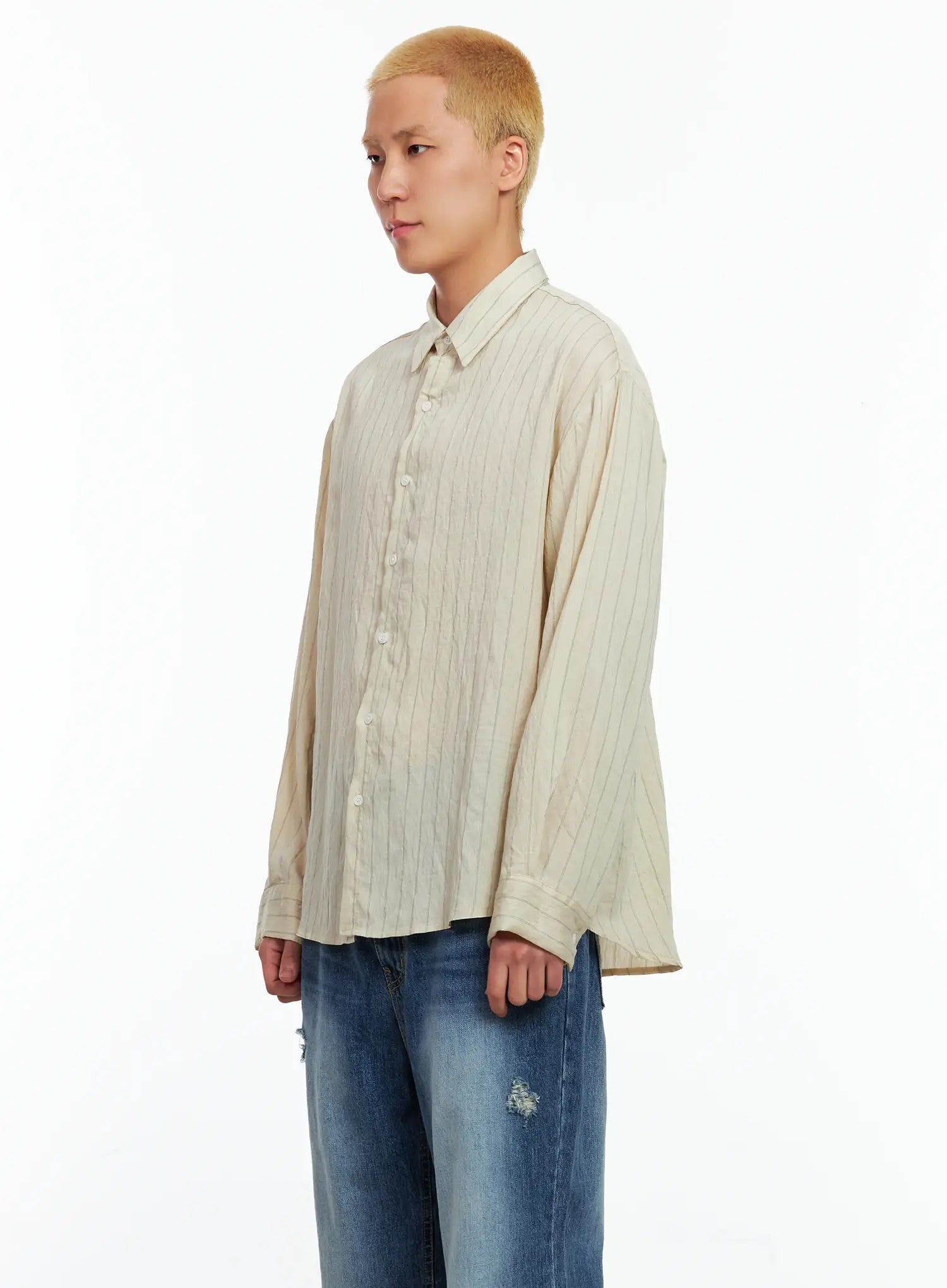 Men's Linen Button-Up Shirt IL514