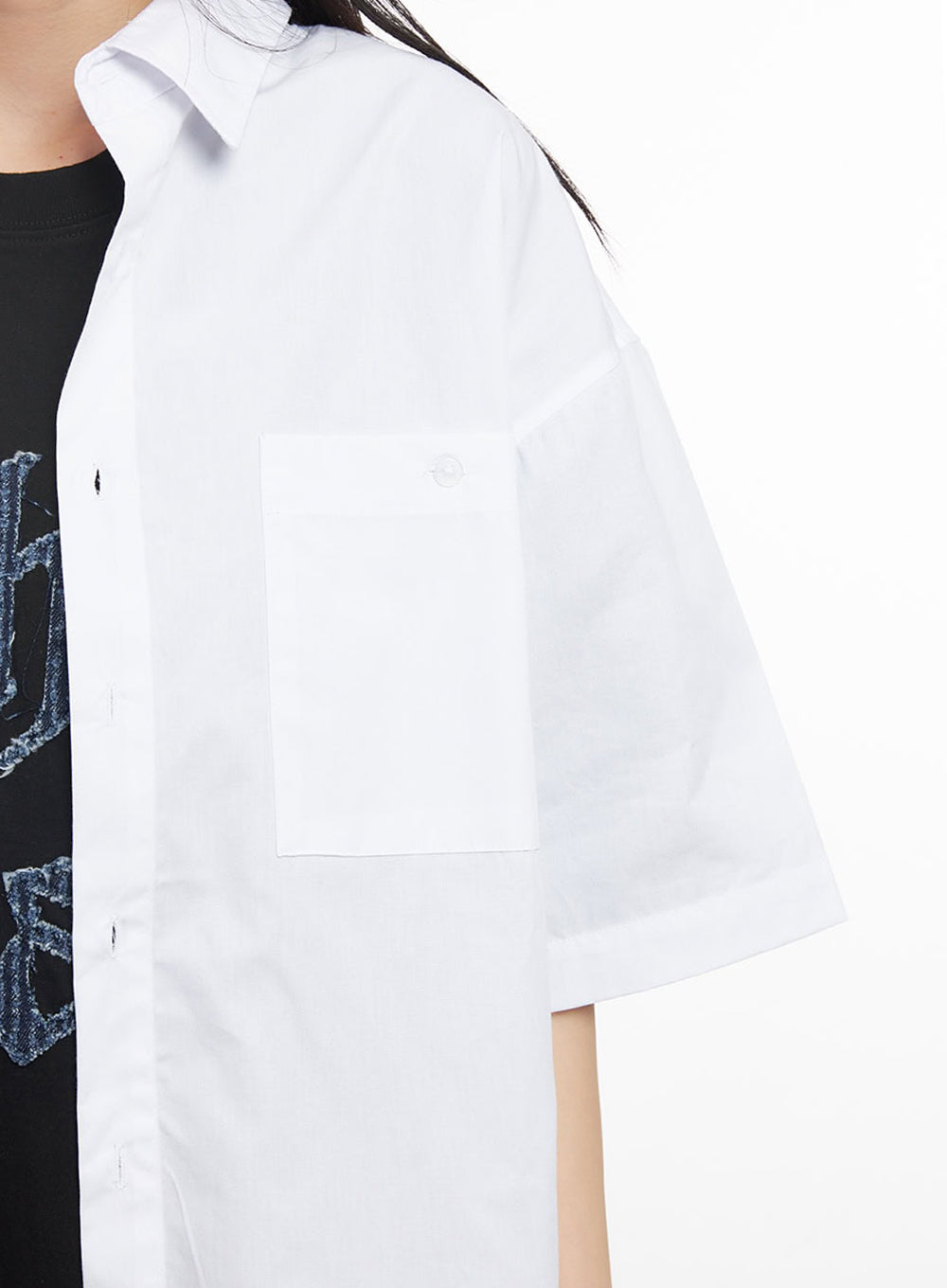 Cotton Collared Oversize Shirt IY529