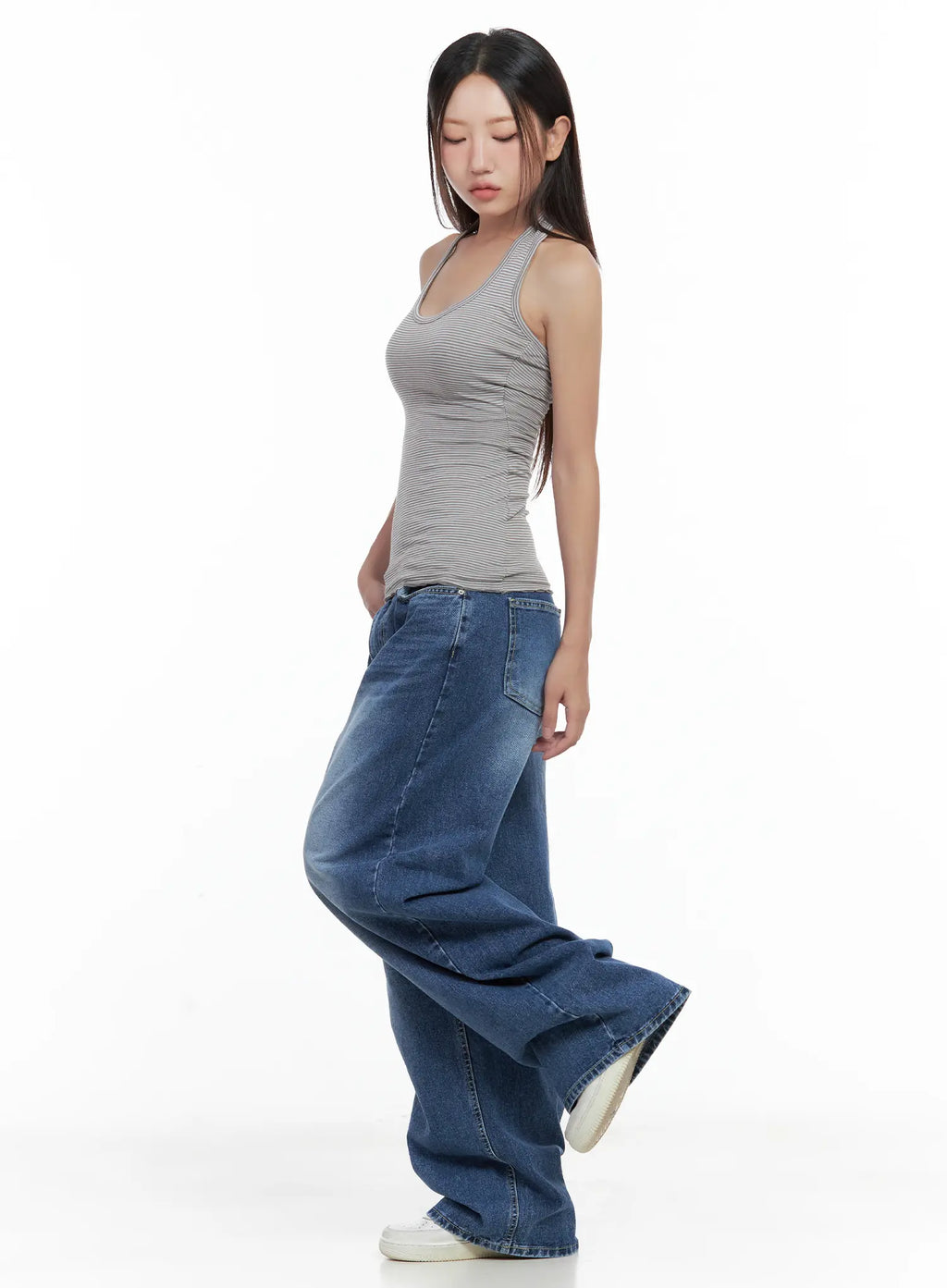 Hayoung Washed Wide-Leg Denim Jeans CL509