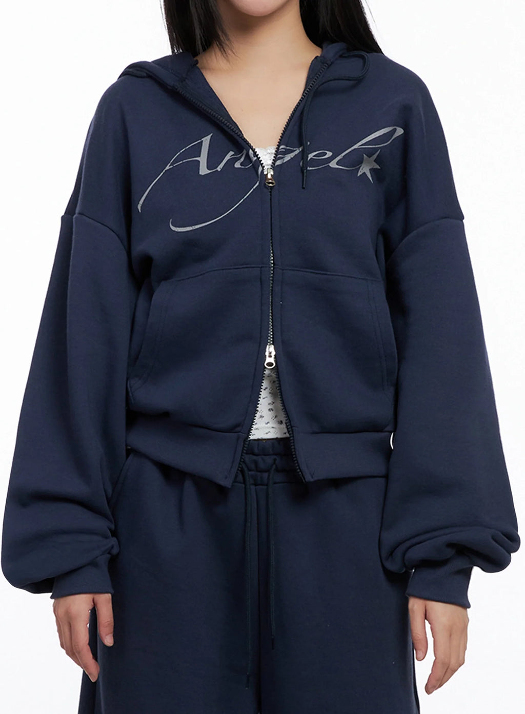 Angel Graphic Zip-Up Hoodie IS525