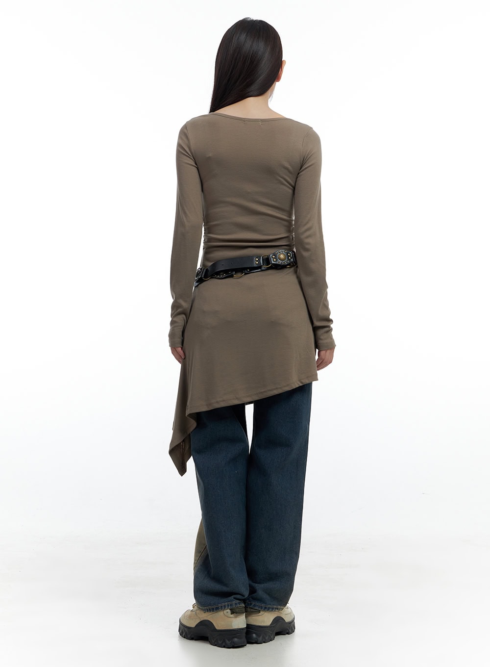 Lark Brown Washed Out Wide Leg Denim CS424