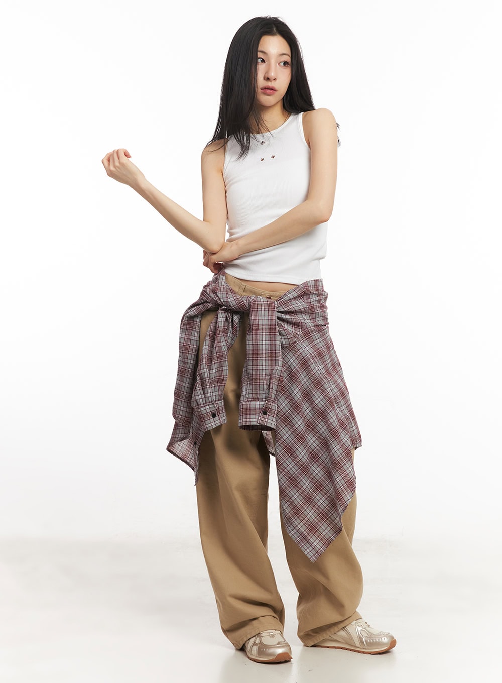 Oversize Checkered Collared Shirt CA504