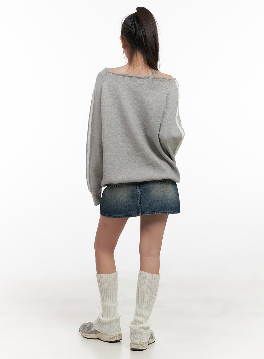 Pintuck Washed Denim Mini Skirt CD416