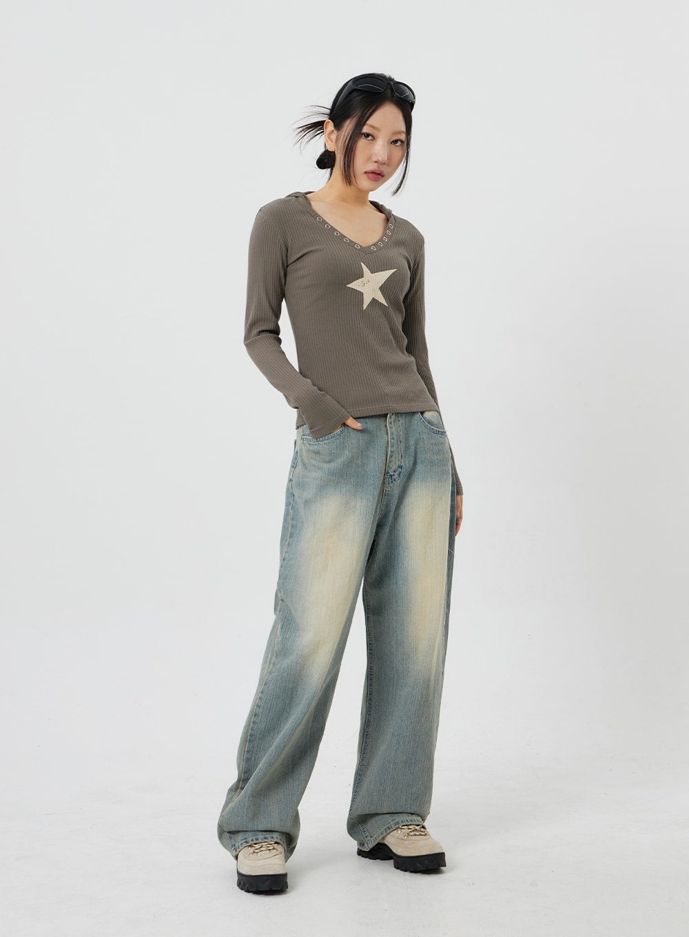 Light Wash Baggy Jeans CF323