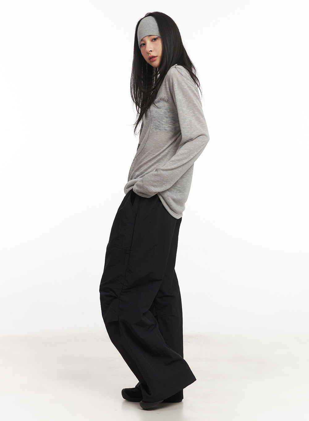 Sheer Art Graphic Long-Sleeve Top CA504