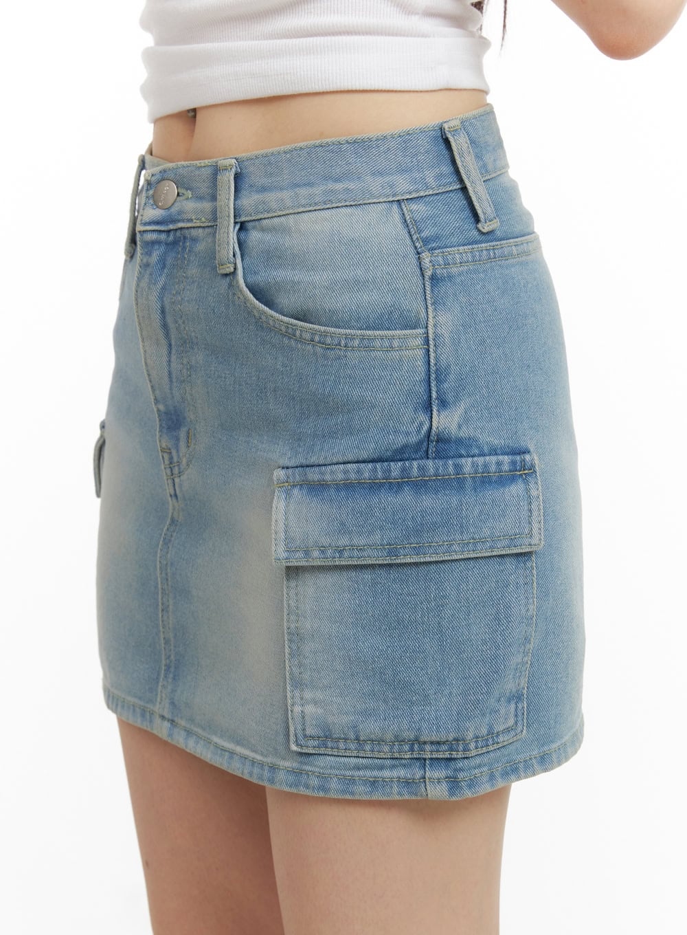 Denim Cargo Mini Skirt CU424