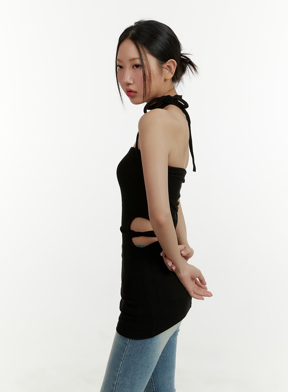 Halter Side Cut Mini Dress CY409