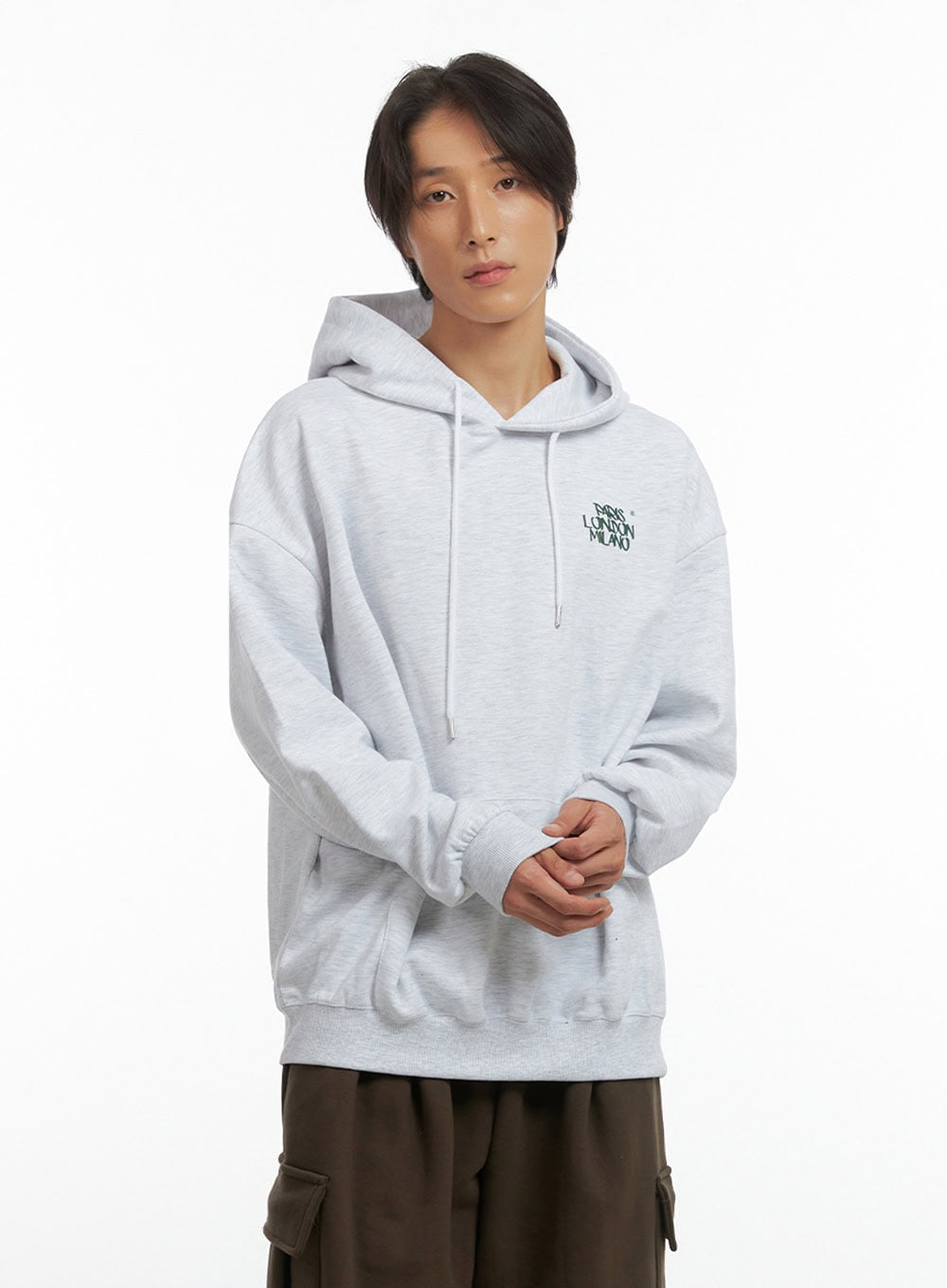 Men's Embroidered Oversized Hoodie (White) IO417