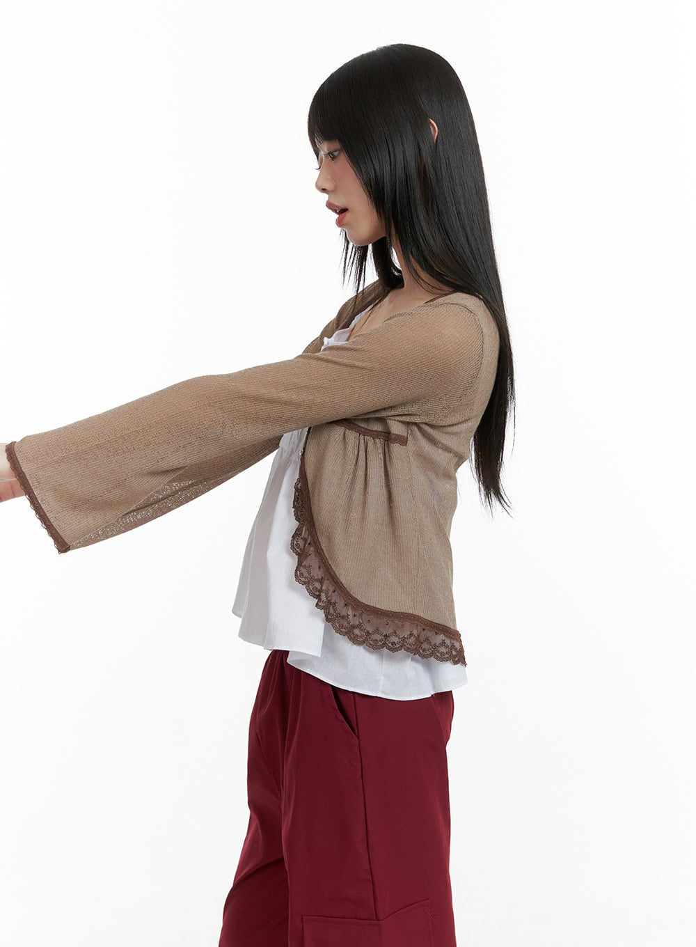 Lace Hem Cardigan CL412