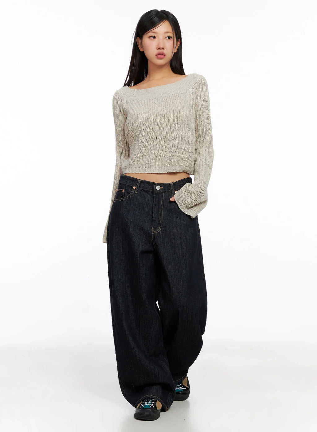 Lena Dark Wash Wide-Leg Jeans IG527