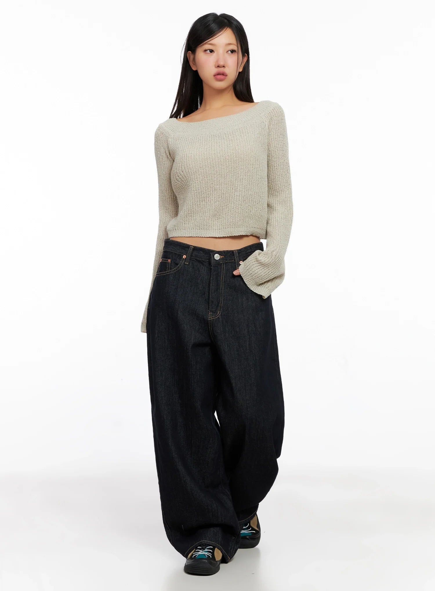 Lena Dark Wash Wide-Leg Jeans IG527