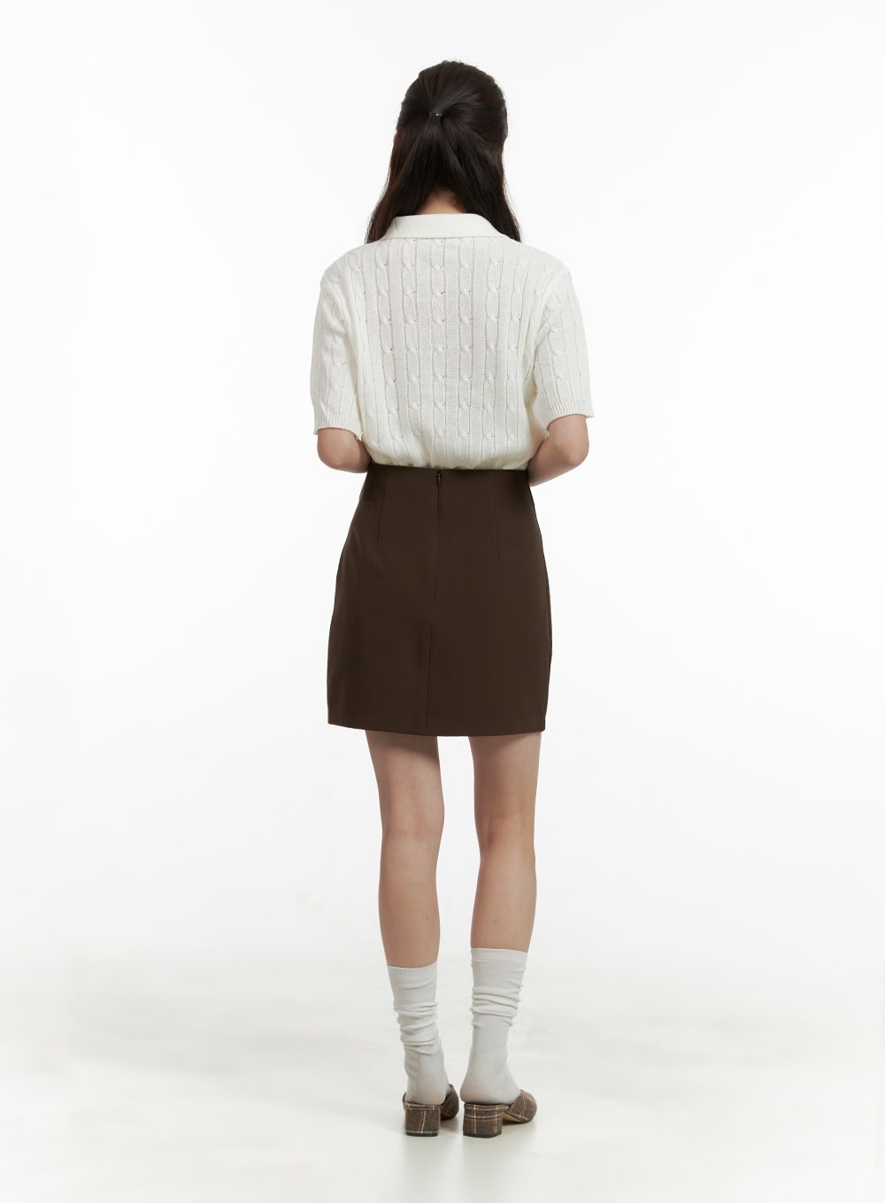 High Waist Solid Mini Skirt OU413