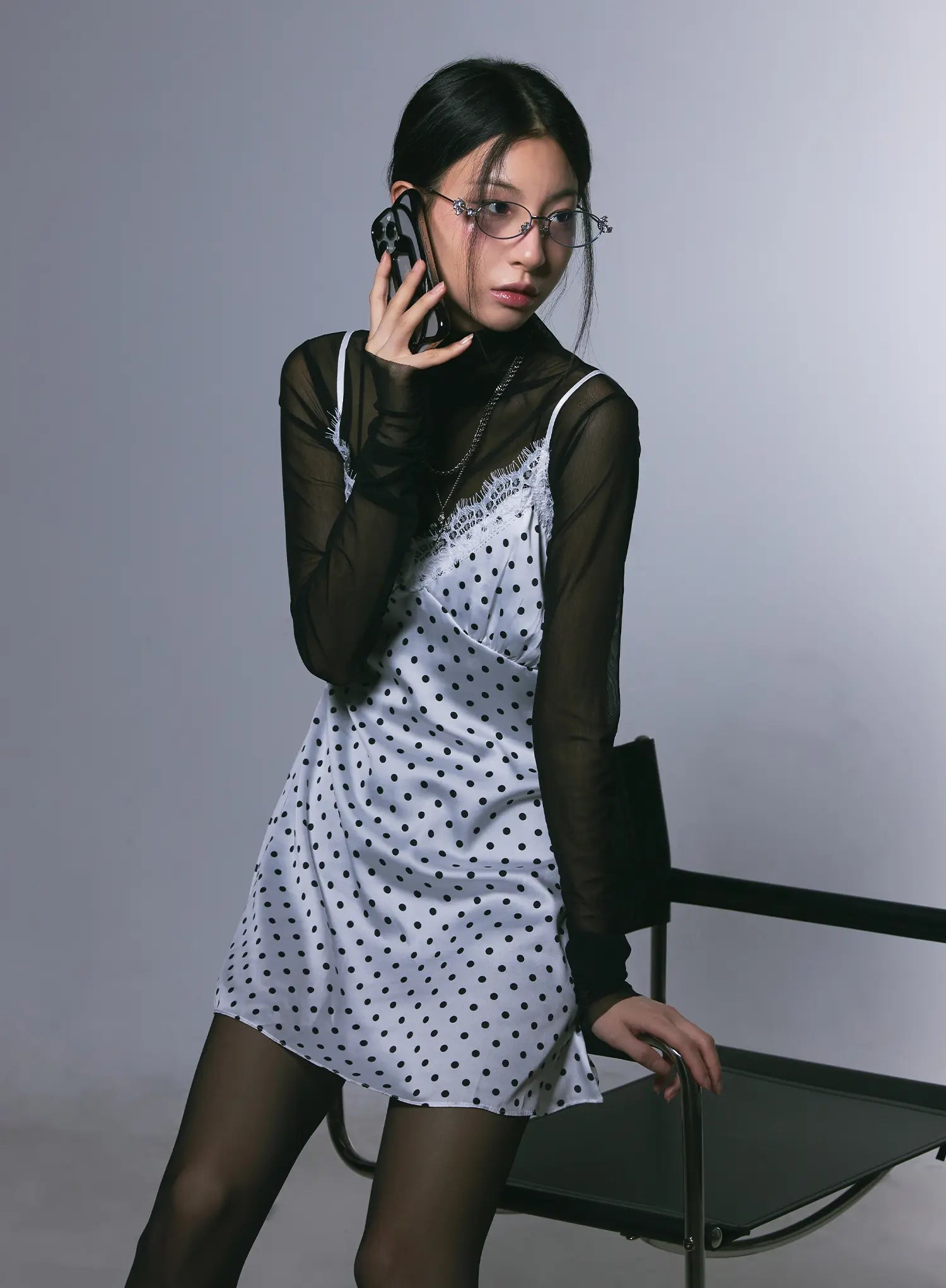 Sheer Turtleneck Long Sleeve Top CG525