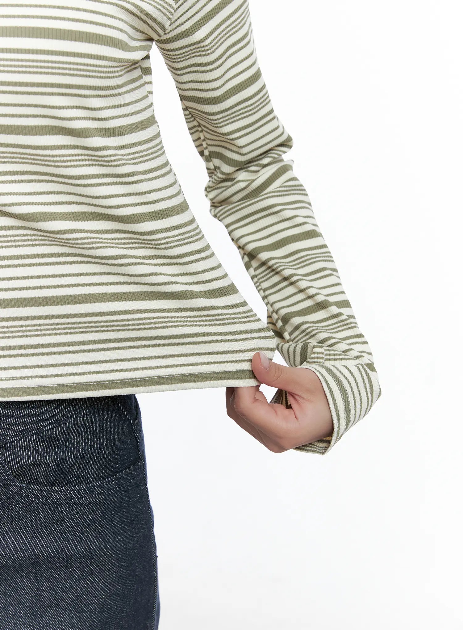 Stripe Off-Shoulder Long Sleeve Top CS502