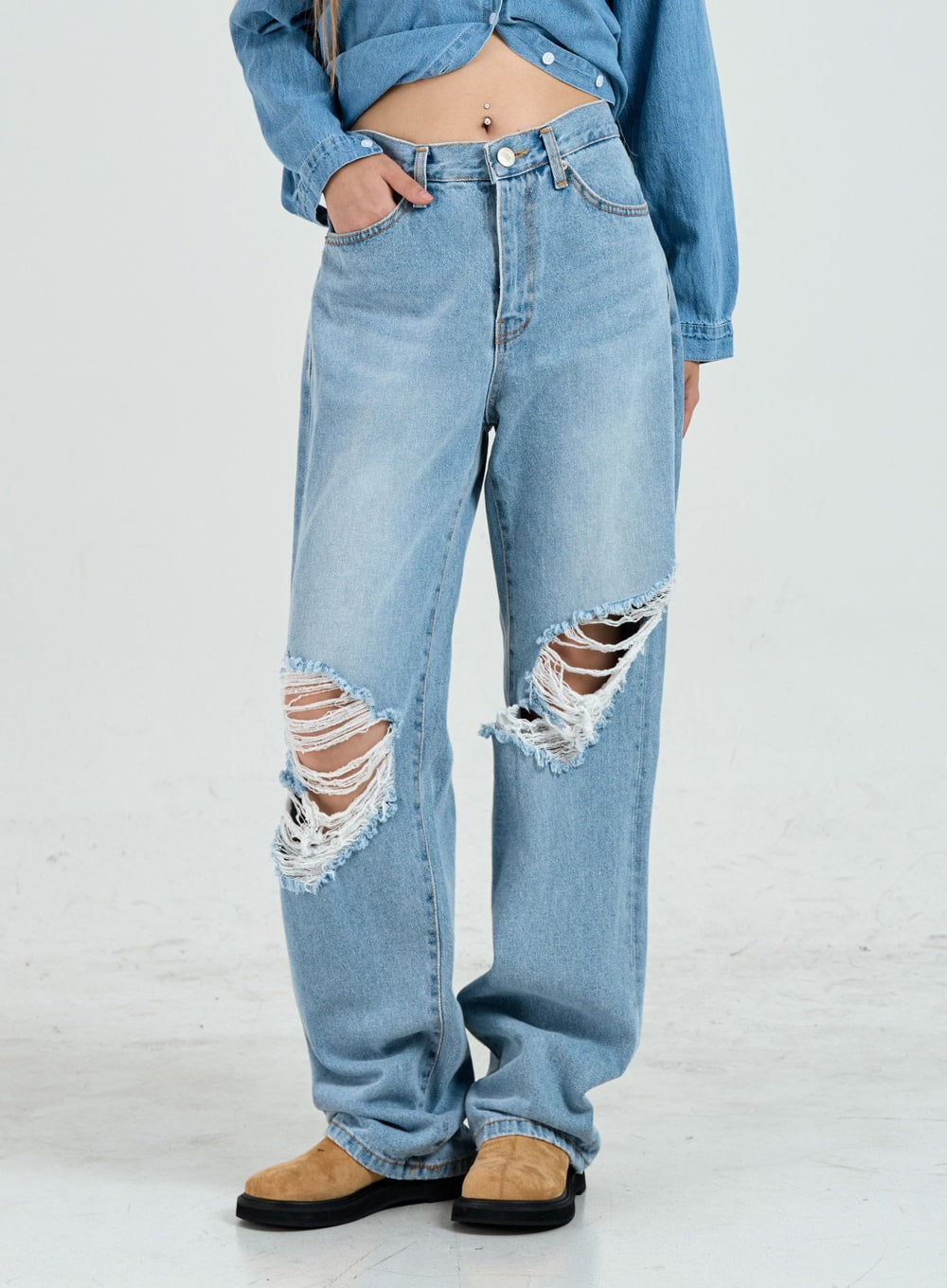 Ripped Maxi Denim Pants Unisex CO14