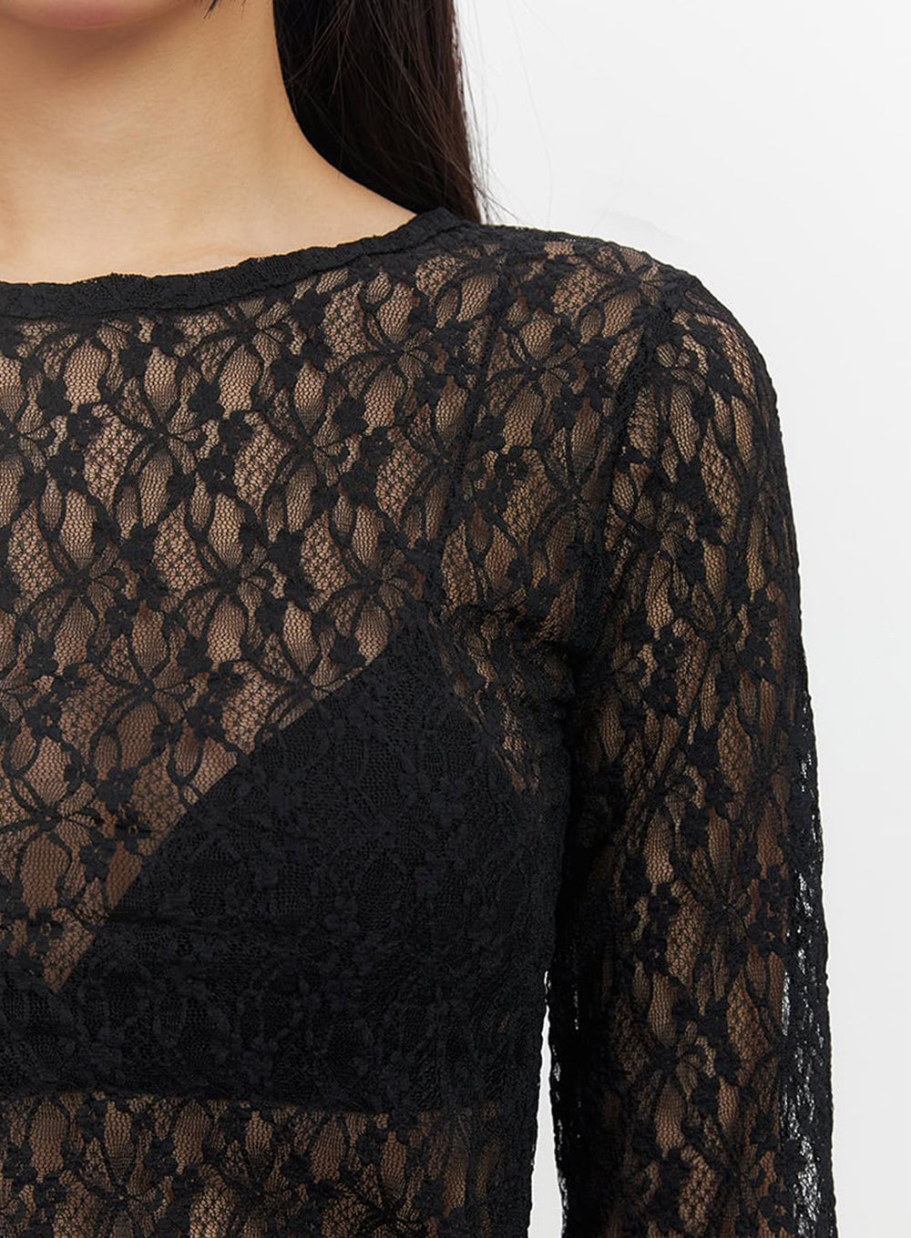 Sheer Lace Long Sleeve Top IF510