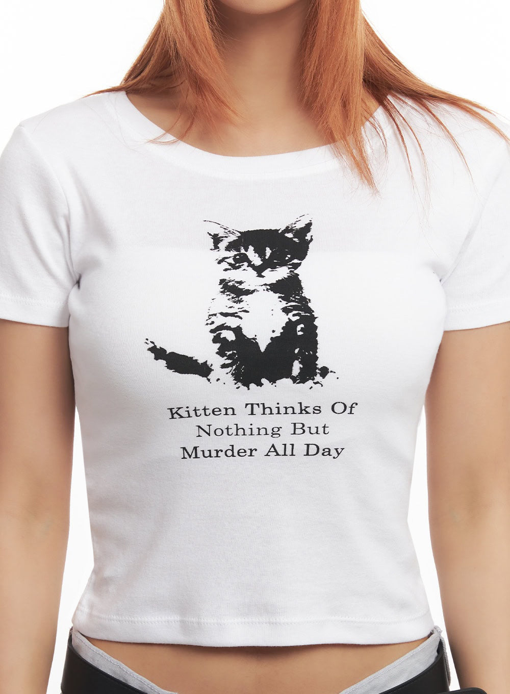 Cat Graphic Crop Top IA515