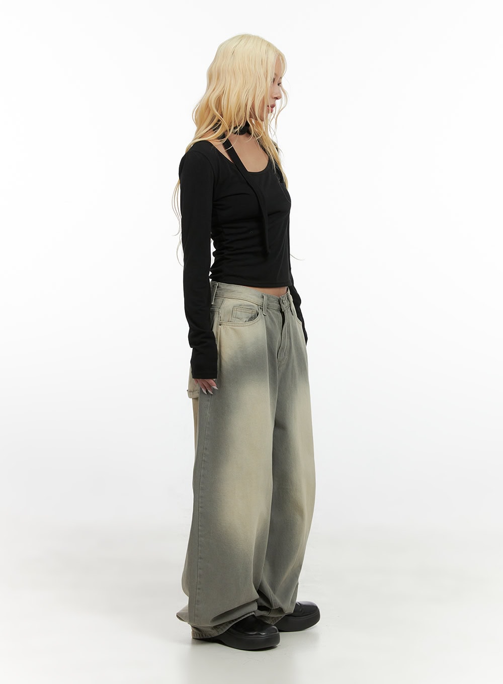 Edie Wide-Leg Denim Pocket Jeans CS425