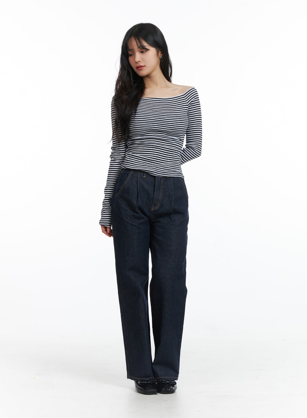 Boat Neck Stripe Tee OJ431