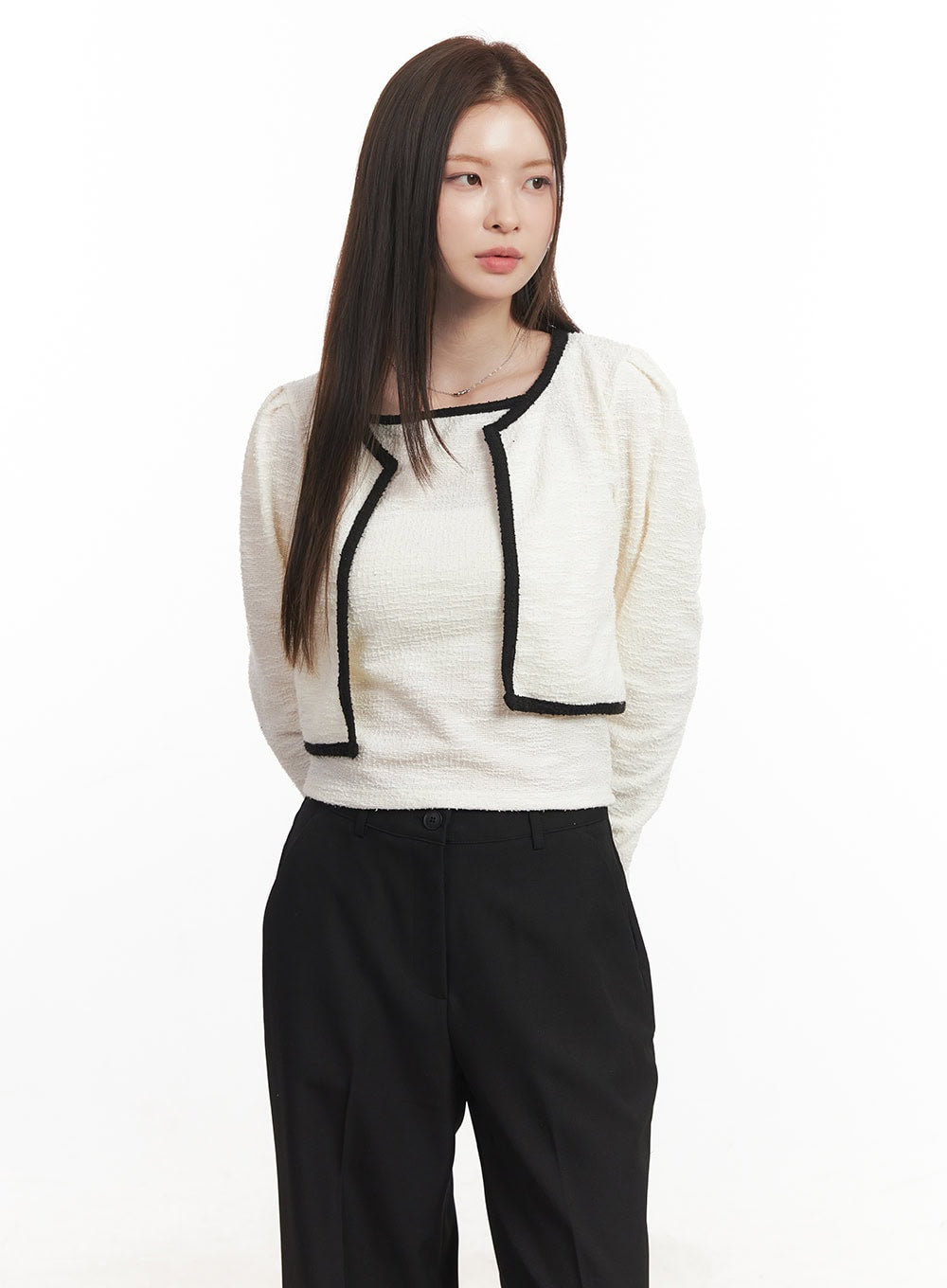 Contrast Tank Top Cardigan Set CA501