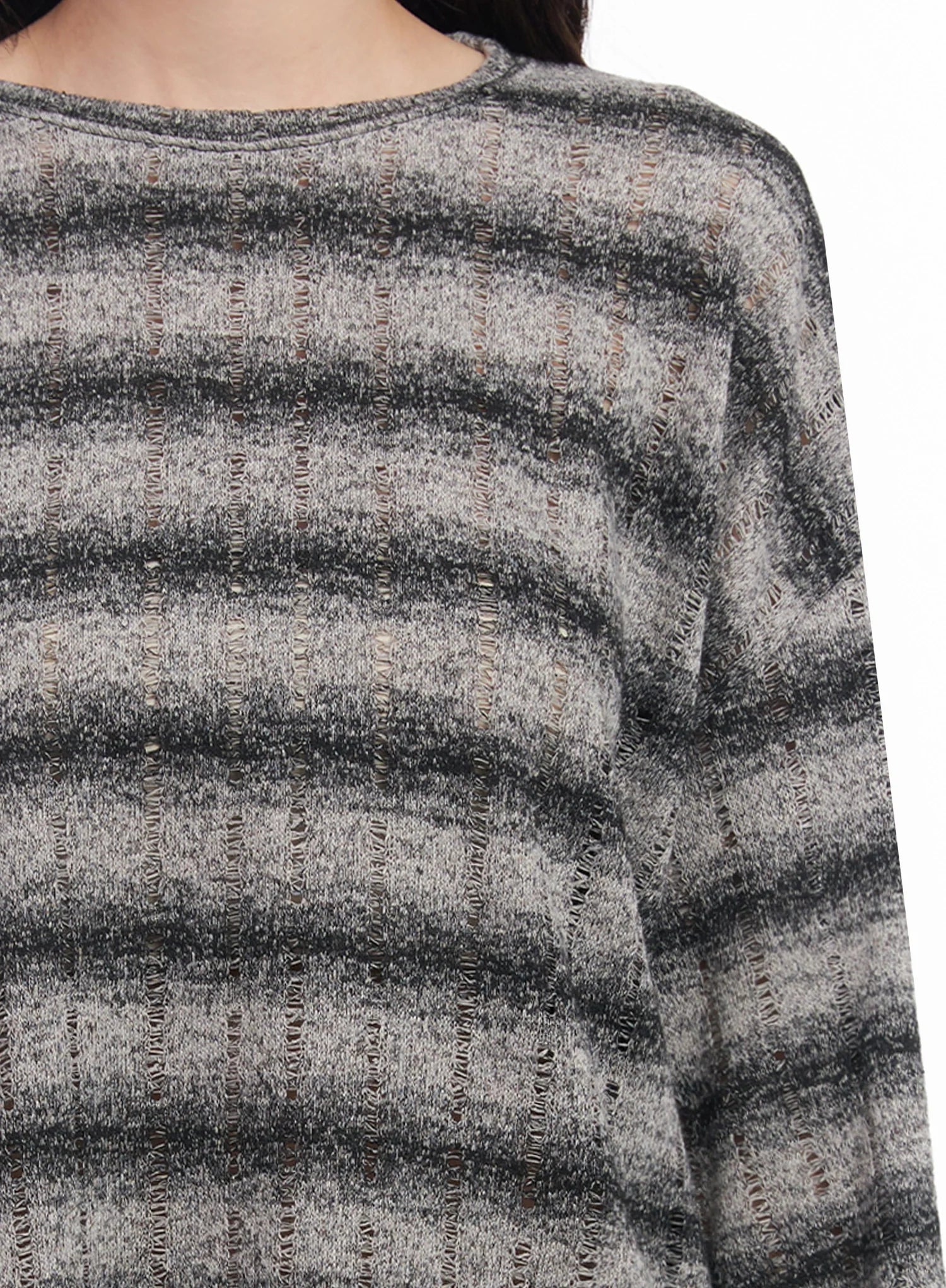 Striped Knit Long-Sleeve Pullover IC503