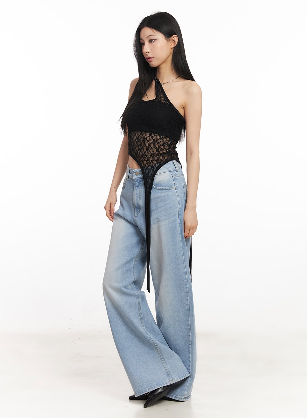 Calista Washed Wide-Leg Bootcut Jeans CA516