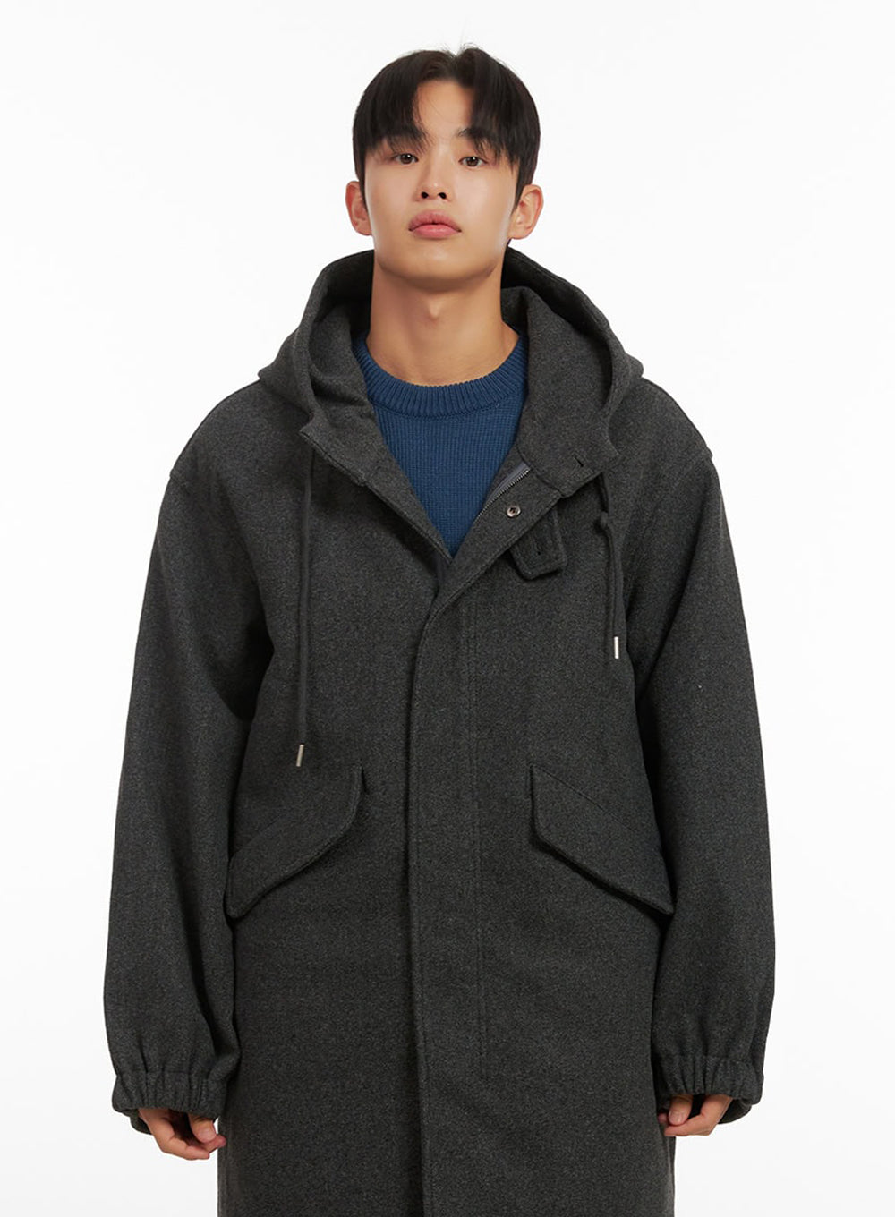 Men's Warm Wool Zip-Up Hooded Coat ID413