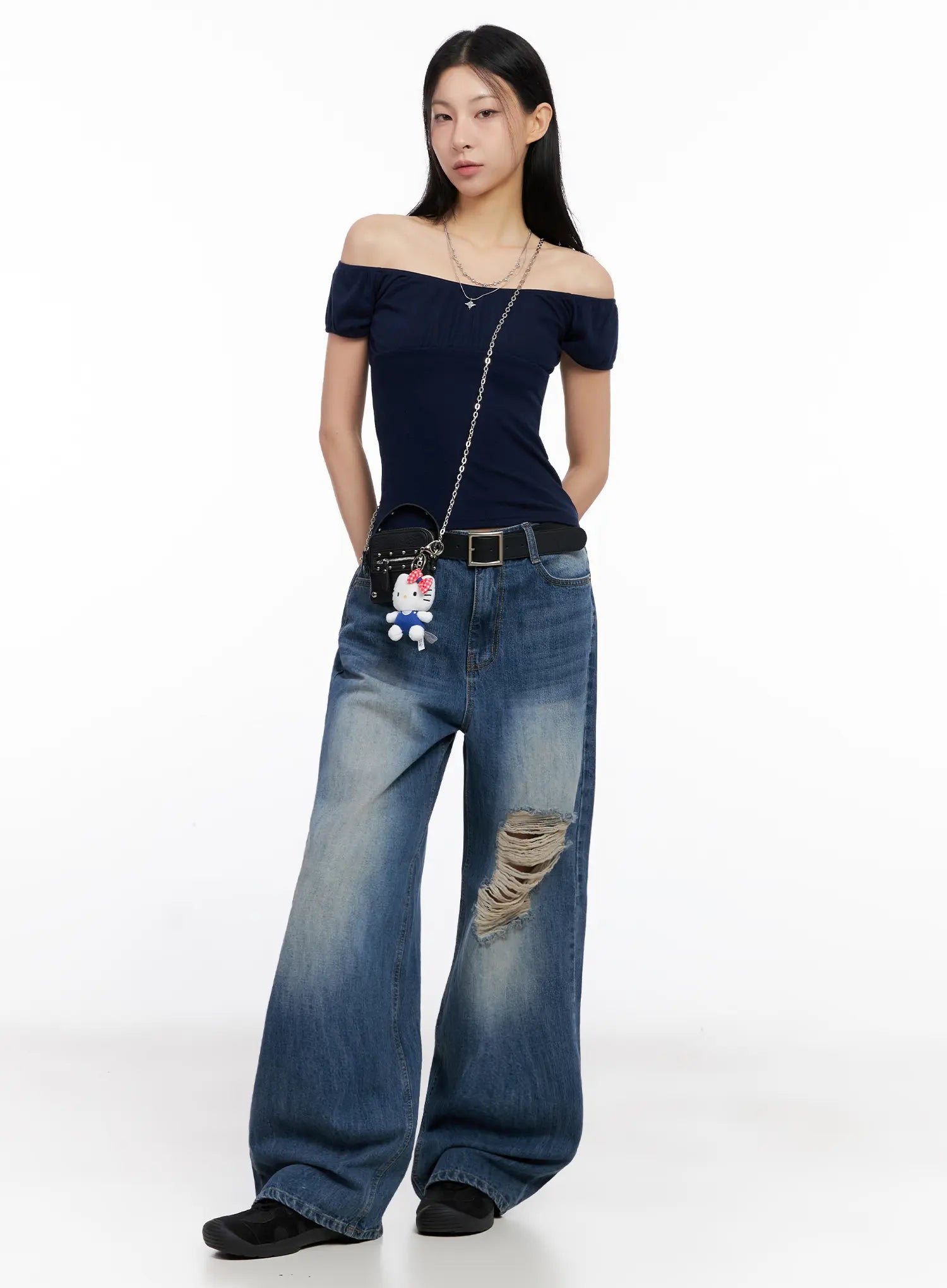 Gingham Bow Kitty Keychain IL531