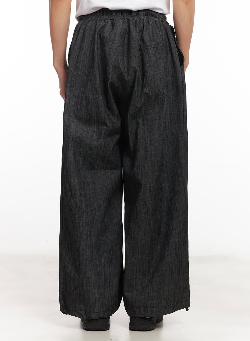 Men's Denim Wide-Leg Sweatpants (Black) IM518