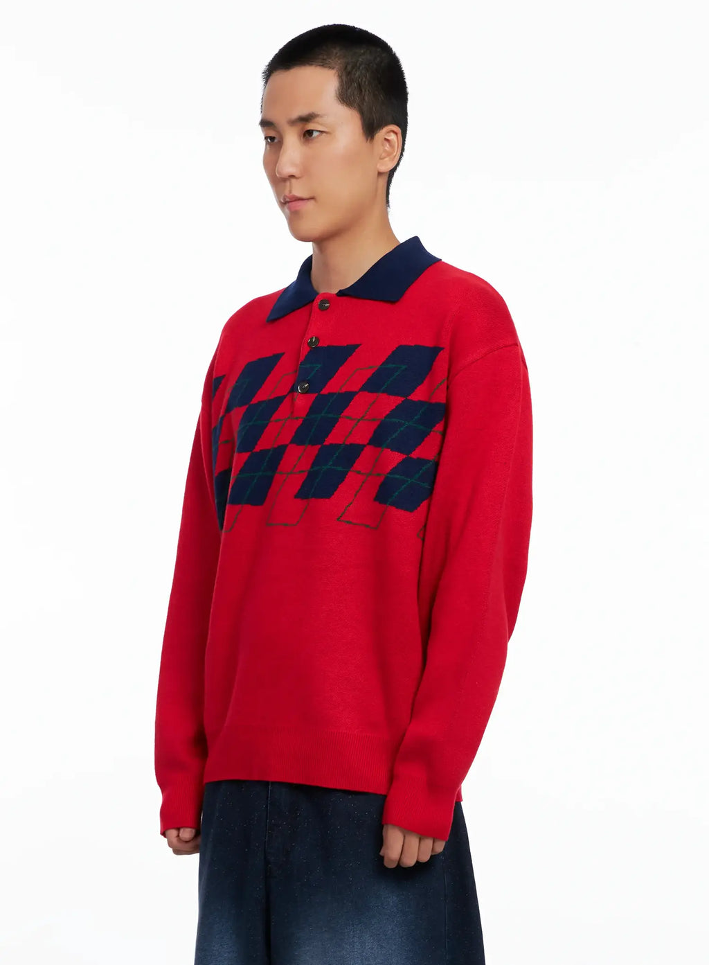 Men's Argyle Henley Knit IS510