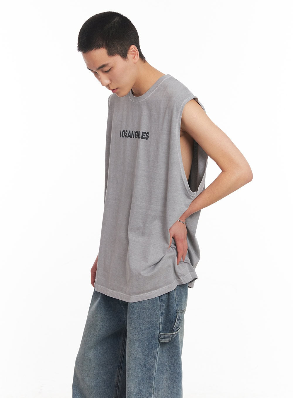 Men's Los Angeles Graphic Loose-Fit Sleeveless Shirt IY506