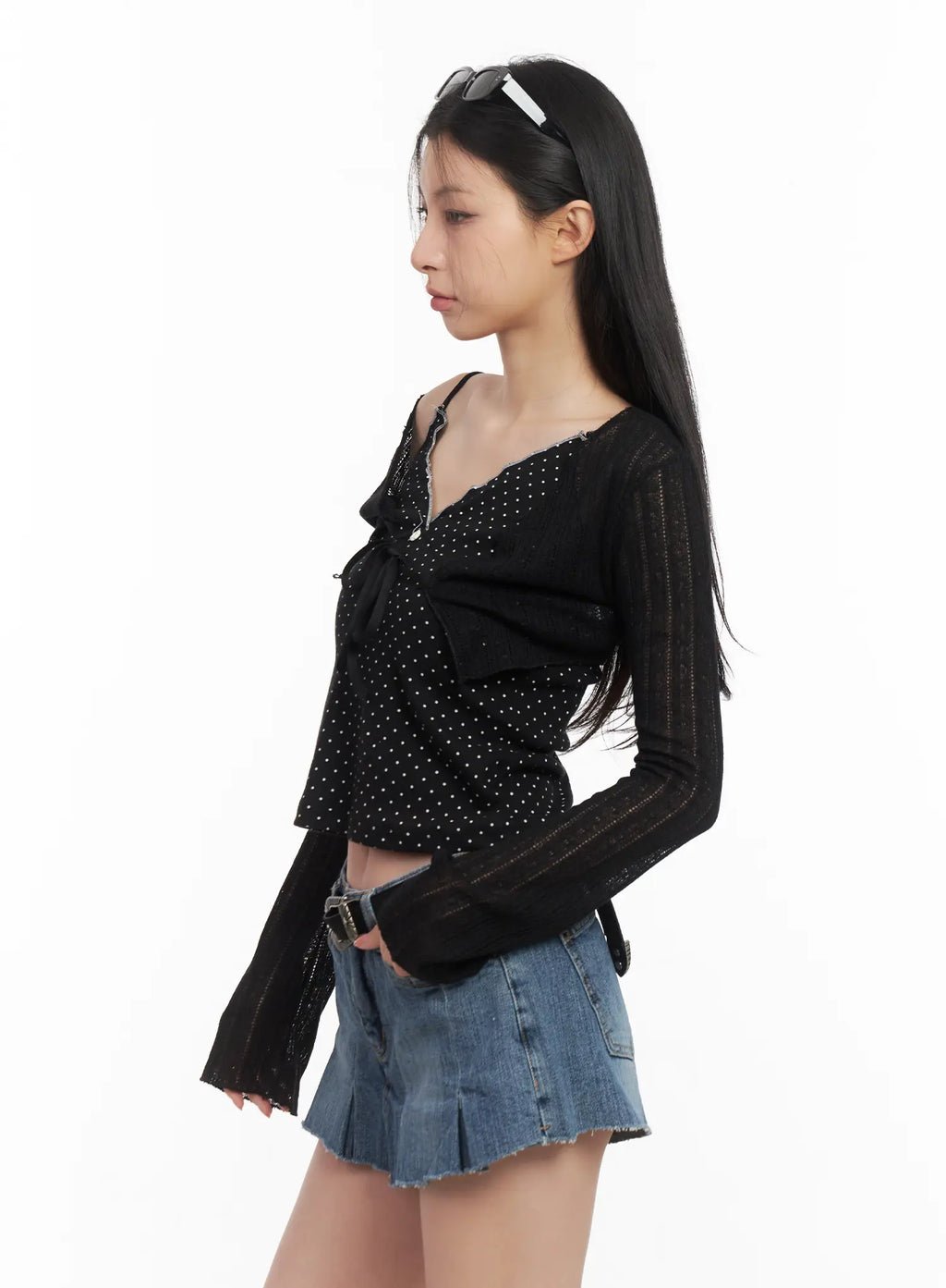 Ribbon Knit Cropped Cardigan CL501