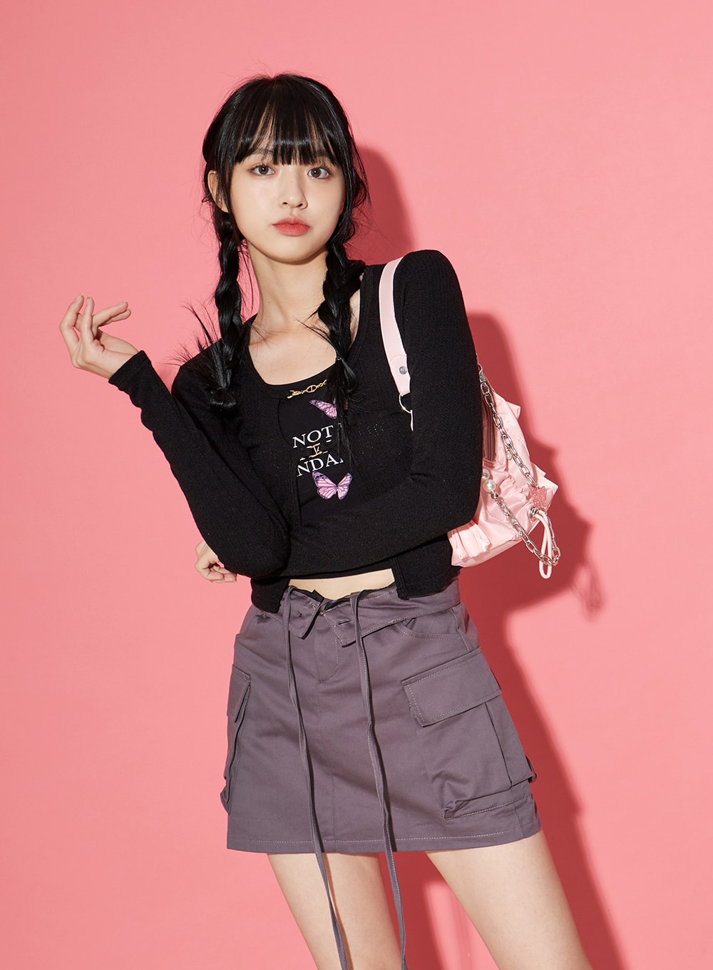 Gold Chain Basic Crop Cardigan BS28