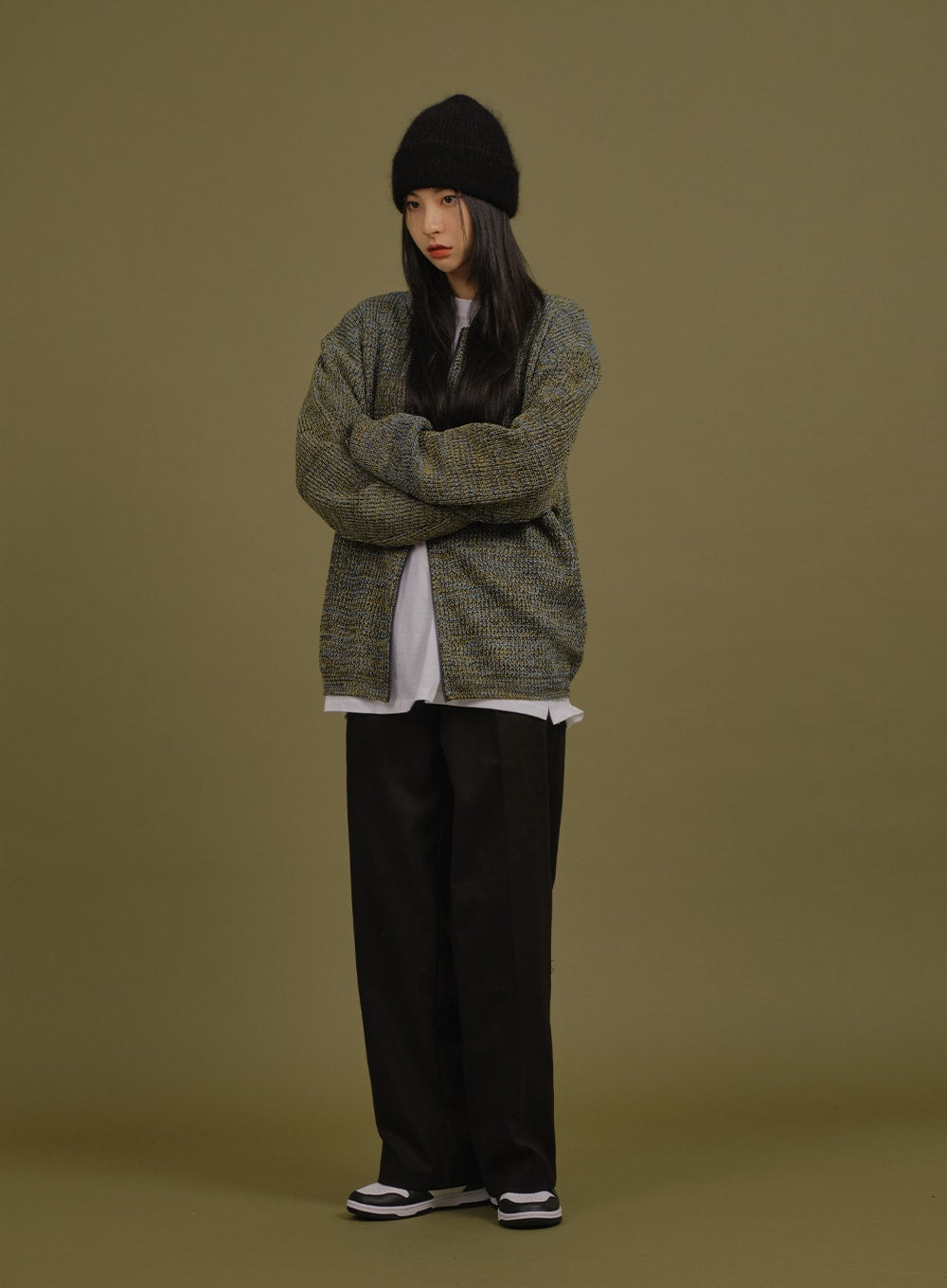 Loose Fit Knit with Two Way Zip