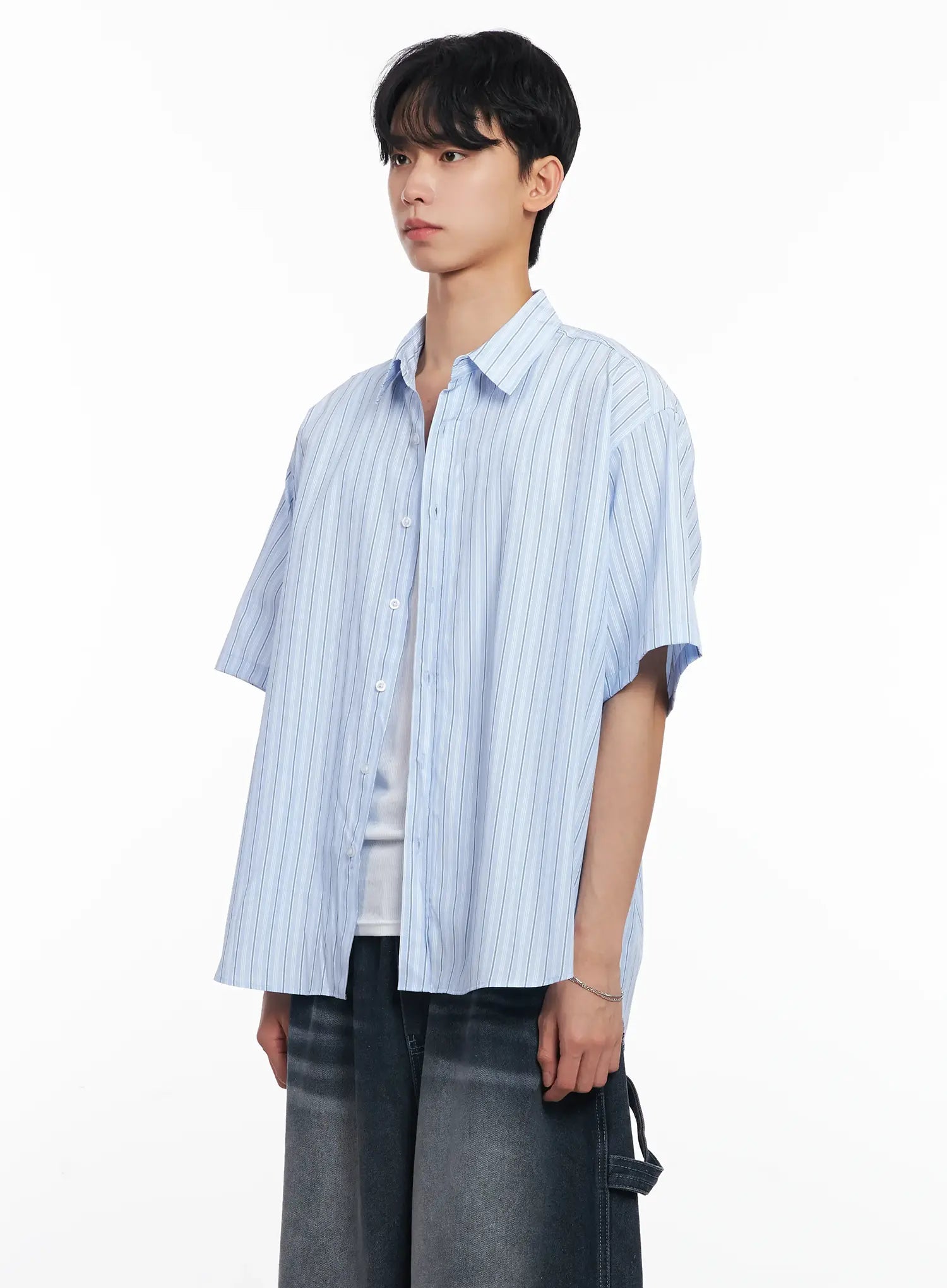 Men's Striped Button-Up Shirt IL504