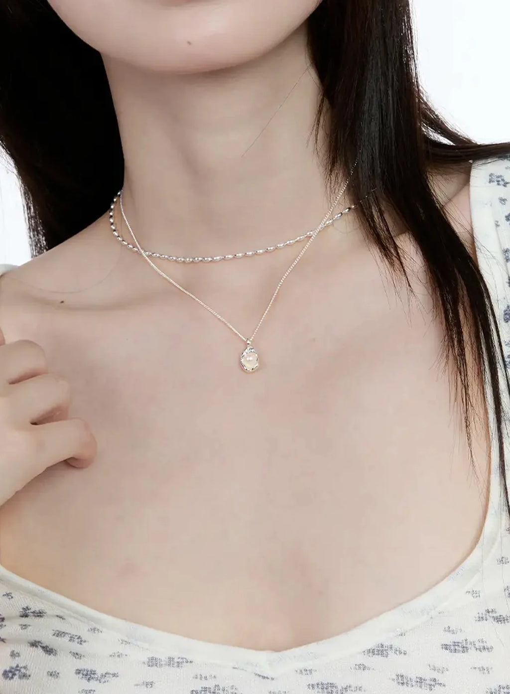 ACC Elegant Double Chain Pendant Necklace IG507