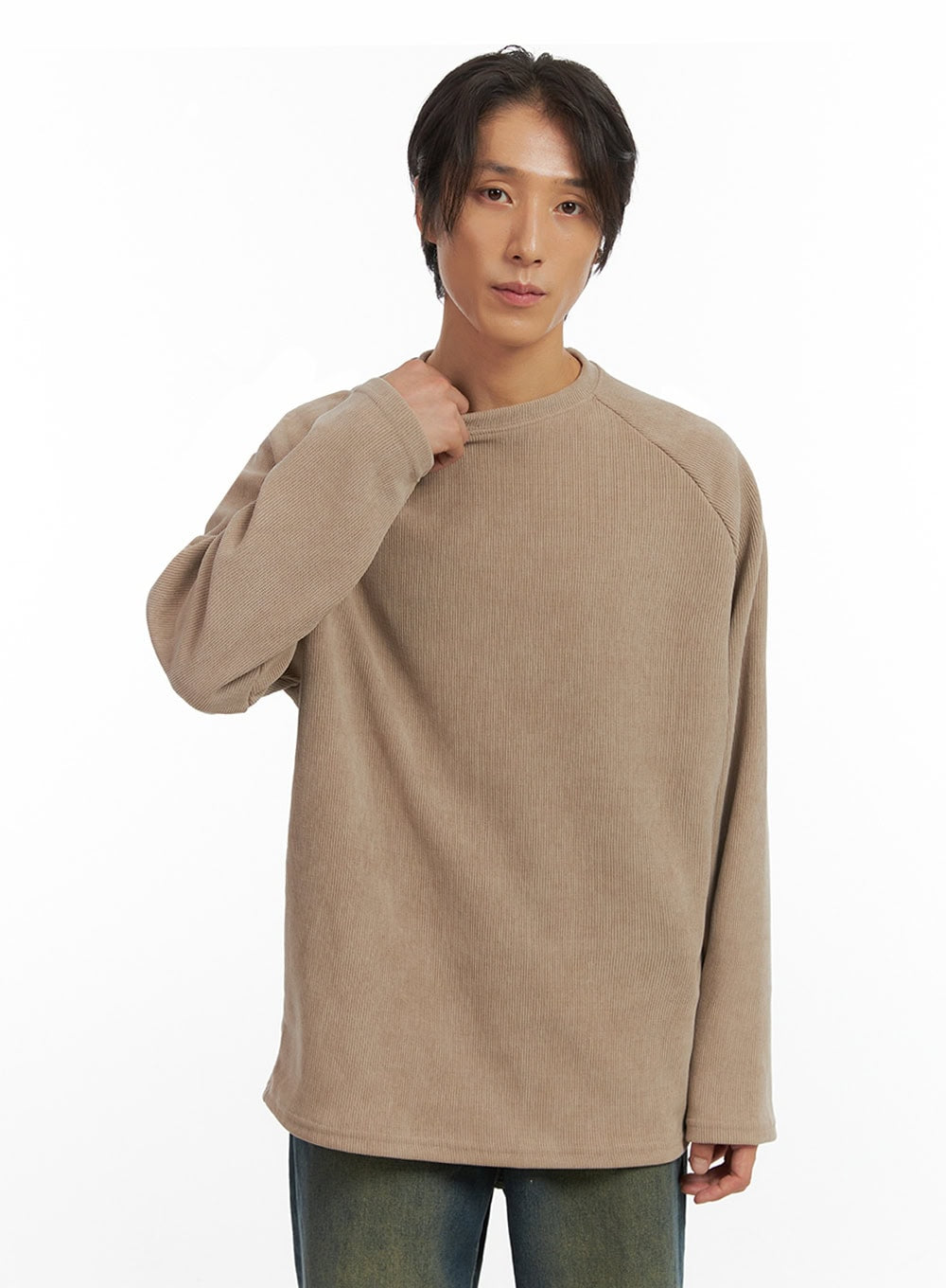Men's Ribbed Raglan Long Sleeve Tee IO402