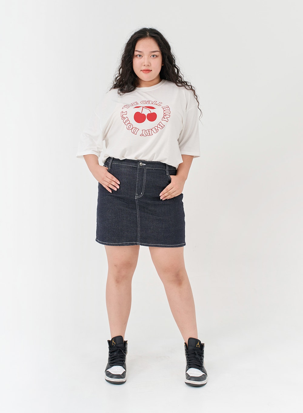 Plus Stitch Span Denim Skort IG09